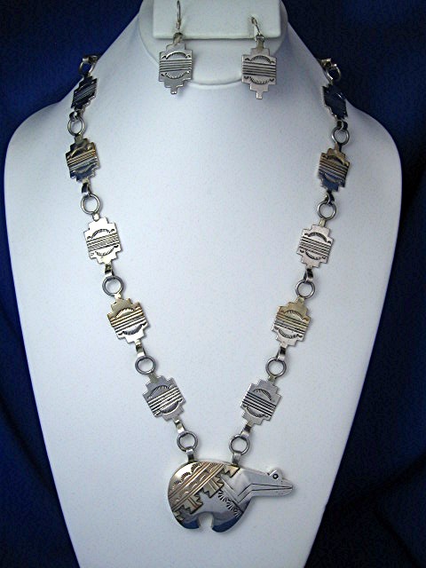 NecklaceSterling Silver and Gold Signed MM Bear