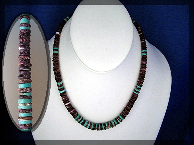 Necklace Purple Spiny Oyster Turquoise Sterling Hook Cl