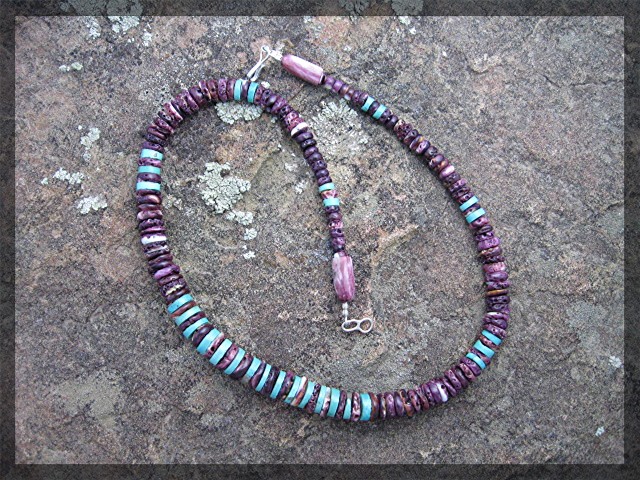Necklace Purple Spiny Oyster Turquoise Sterling Hook Cl