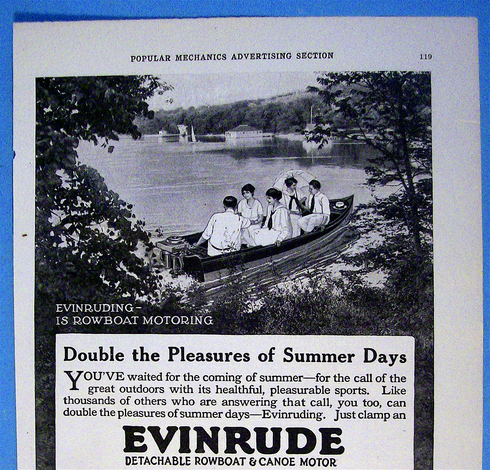 1916 Evinrude Rowboat Motors with People In A Boat
