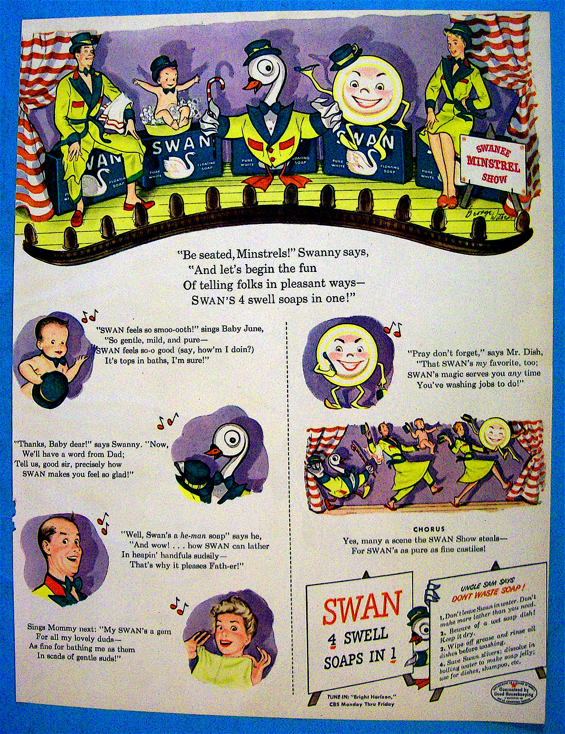 1944 Swan Soap w/ Swanee Minstrel Show