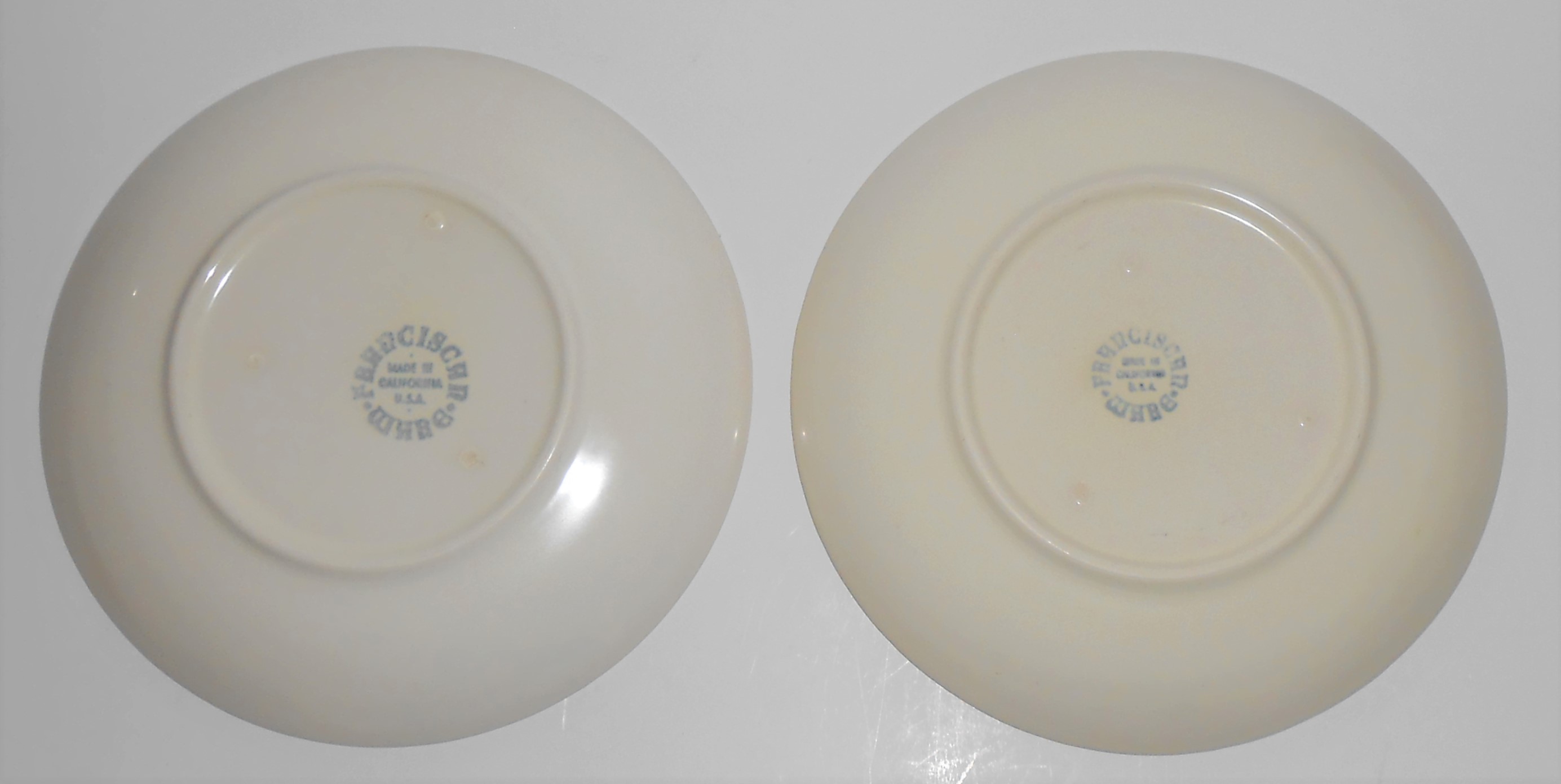 Franciscan Pottery Catalina Rancho Coral/Ivory Pair Sau