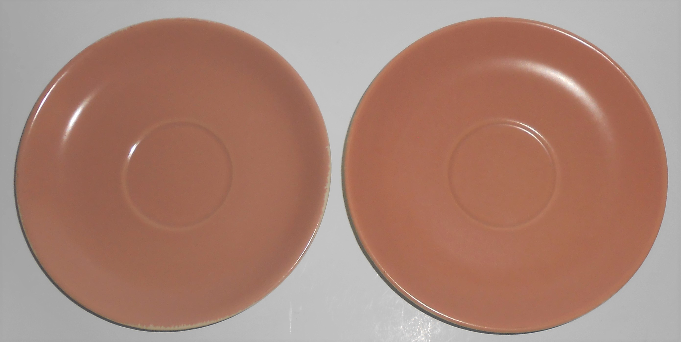 Franciscan Pottery Catalina Rancho Coral/Ivory Pair Sau