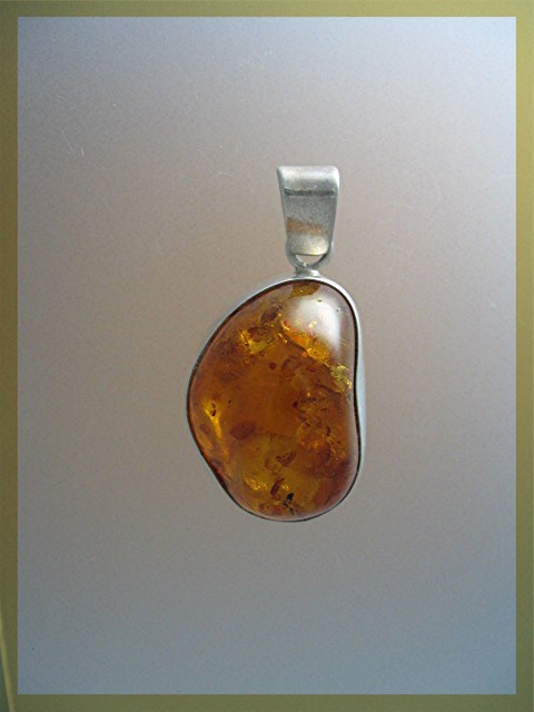 Baltic AMBER Sterling Silver Bugs Leaves Pendant