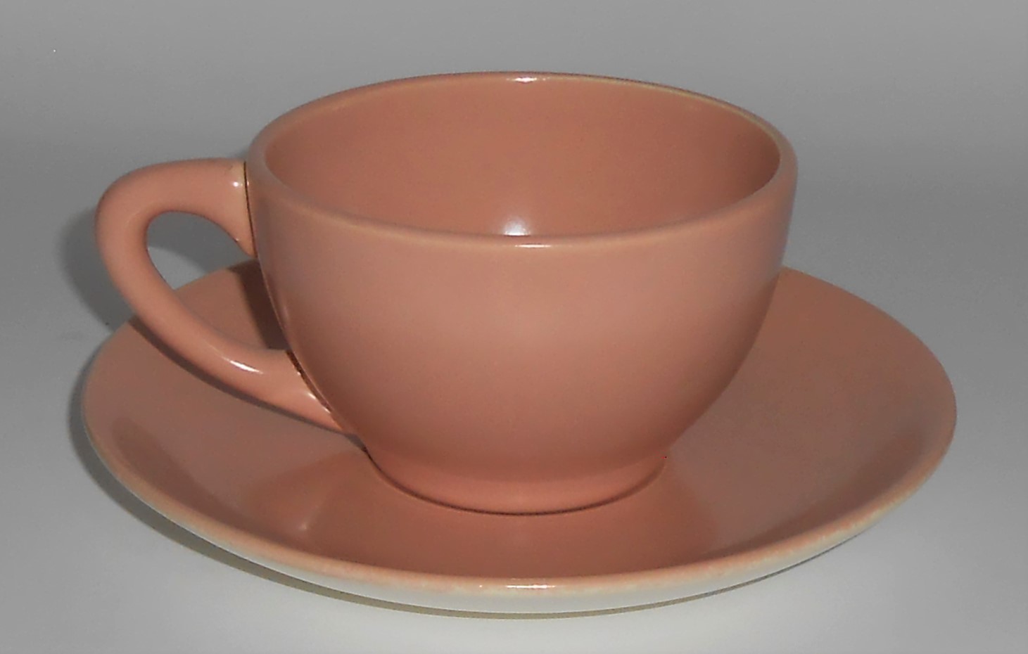Franciscan Pottery Catalina Rancho Coral/Ivory Cup & Sa