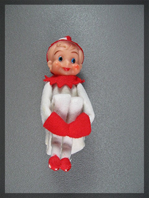 Christmas Ornament Christmas Pixie with Rubber FaceVint