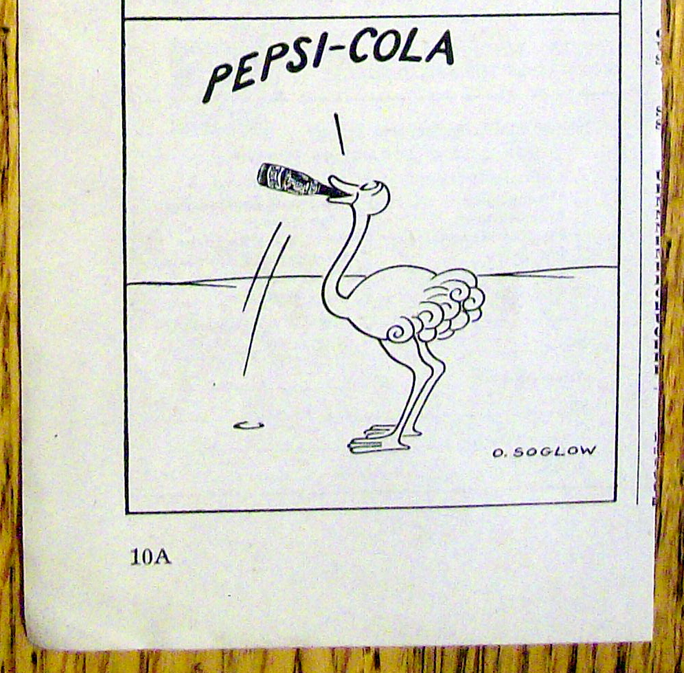 1944 Pepsi Cola With Ostrich & Airplane By O. Soglow