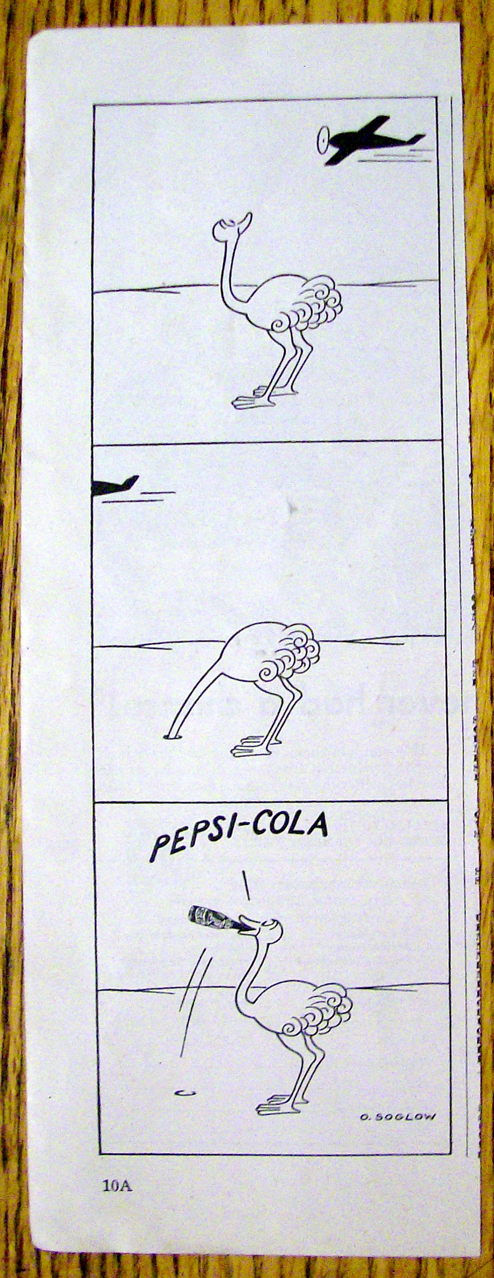 1944 Pepsi Cola With Ostrich & Airplane By O. Soglow