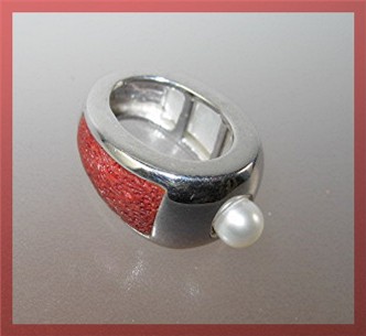 Coral Freshwater Pearl Mother Pearl Sterling Silver Pen