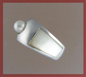 Coral Freshwater Pearl Mother Pearl Sterling Silver Pen