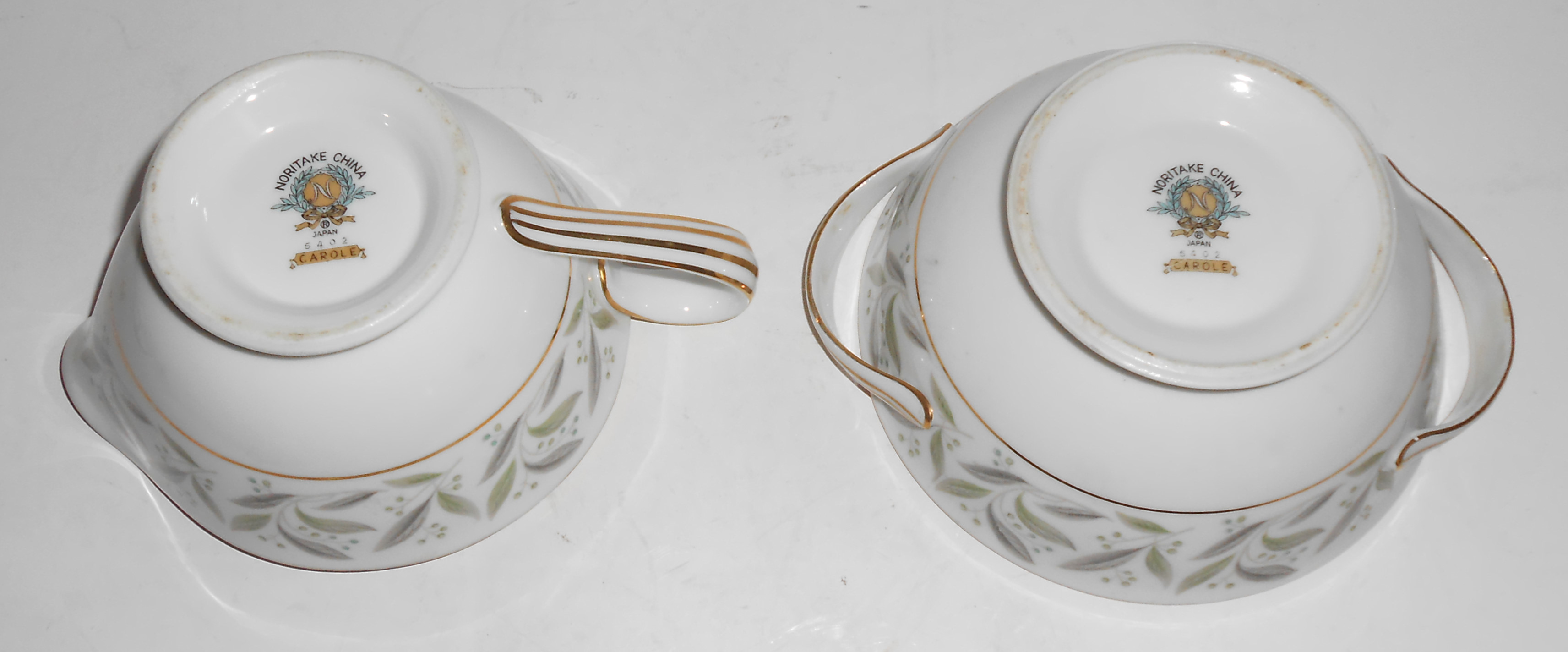 Noritake Porcelain China Carole W/Gold Creamer/Sugar