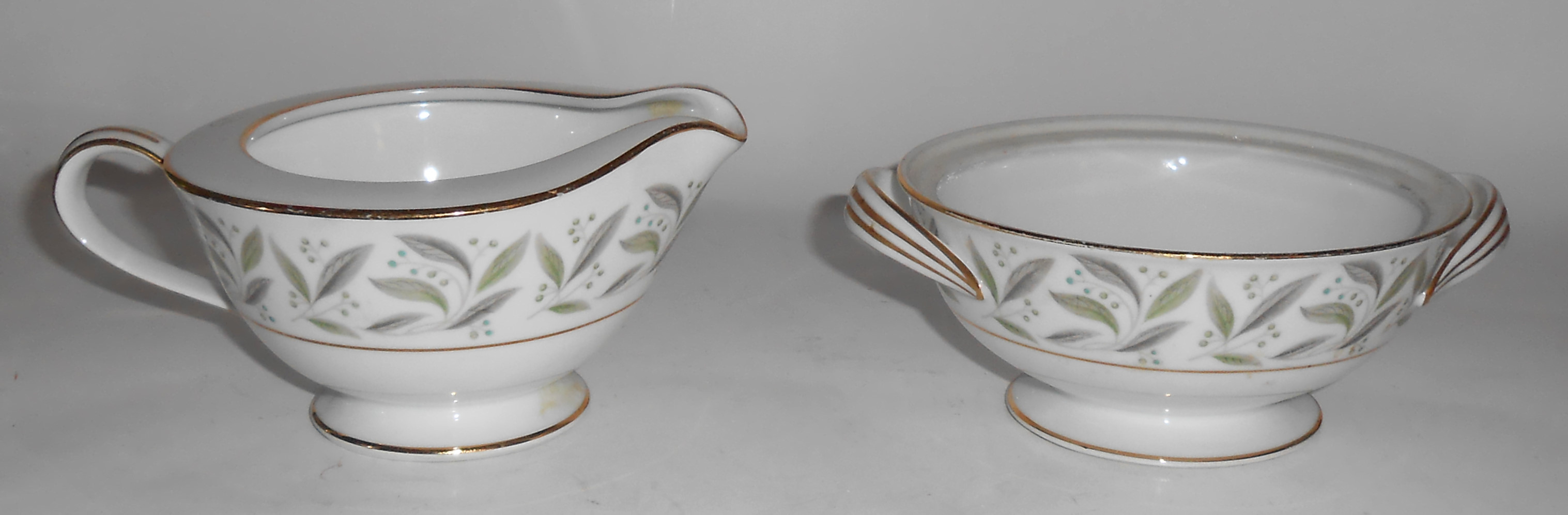 Noritake Porcelain China Carole W/Gold Creamer/Sugar