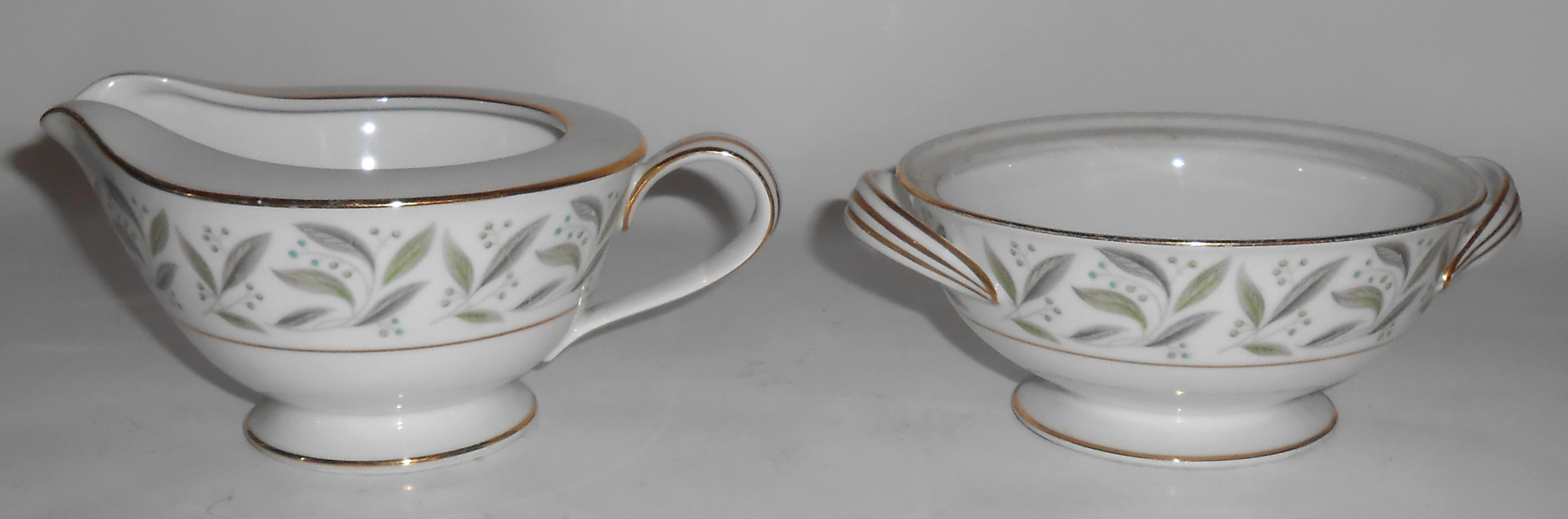 Noritake Porcelain China Carole W/Gold Creamer/Sugar