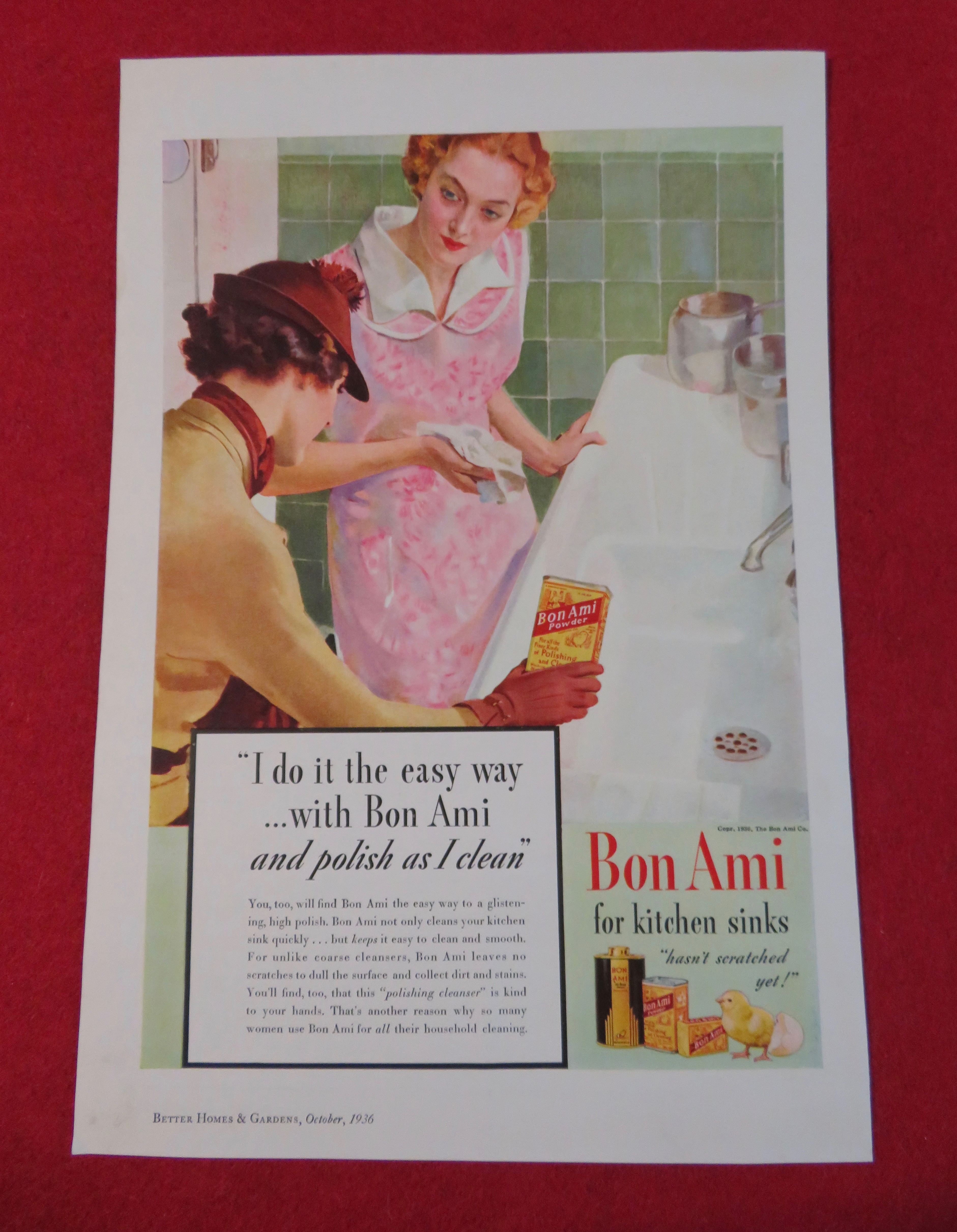 1936 Bon Ami Cleaner with Women Talking By The Sink
