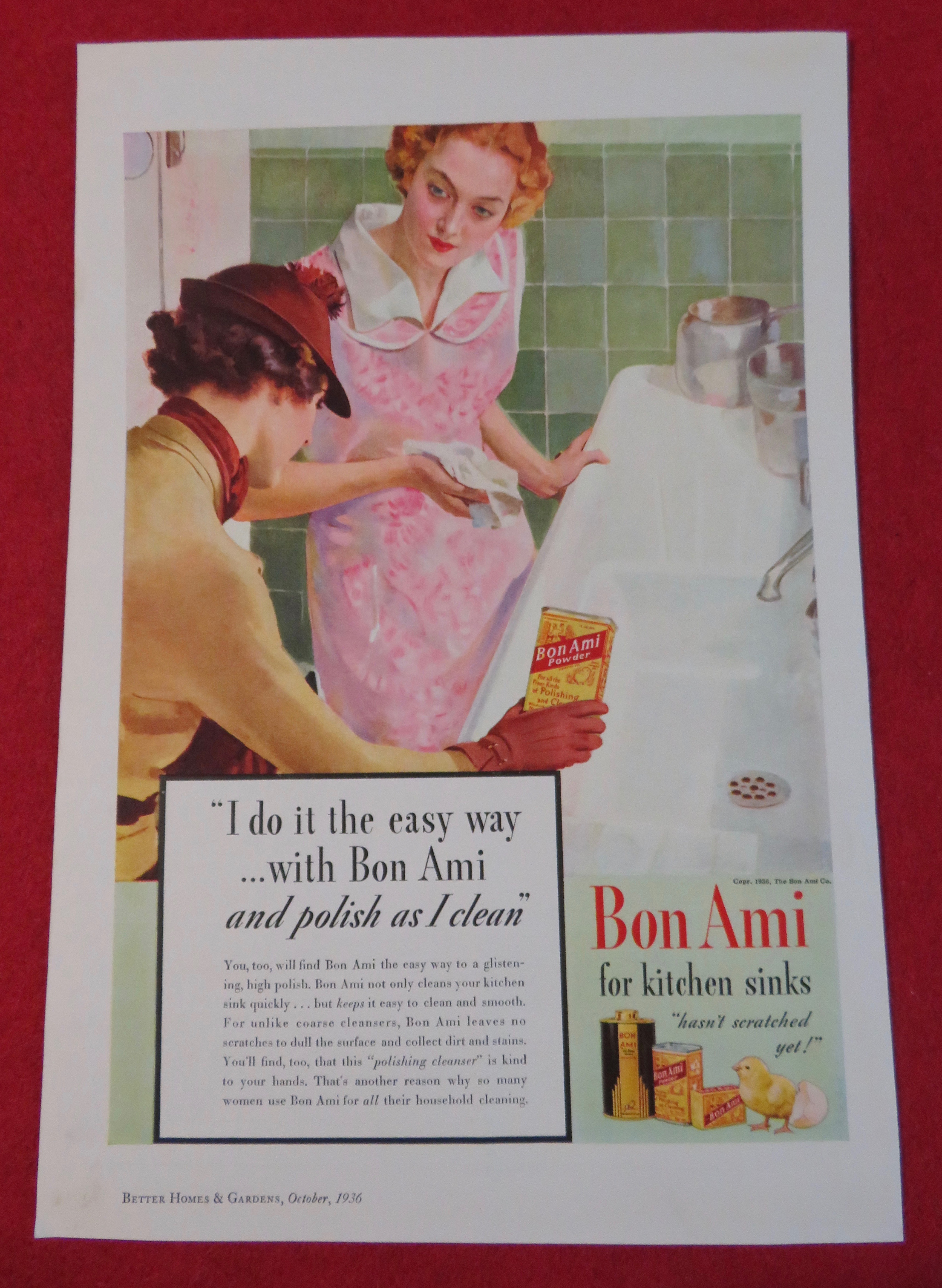 1936 Bon Ami Cleaner with Women Talking By The Sink