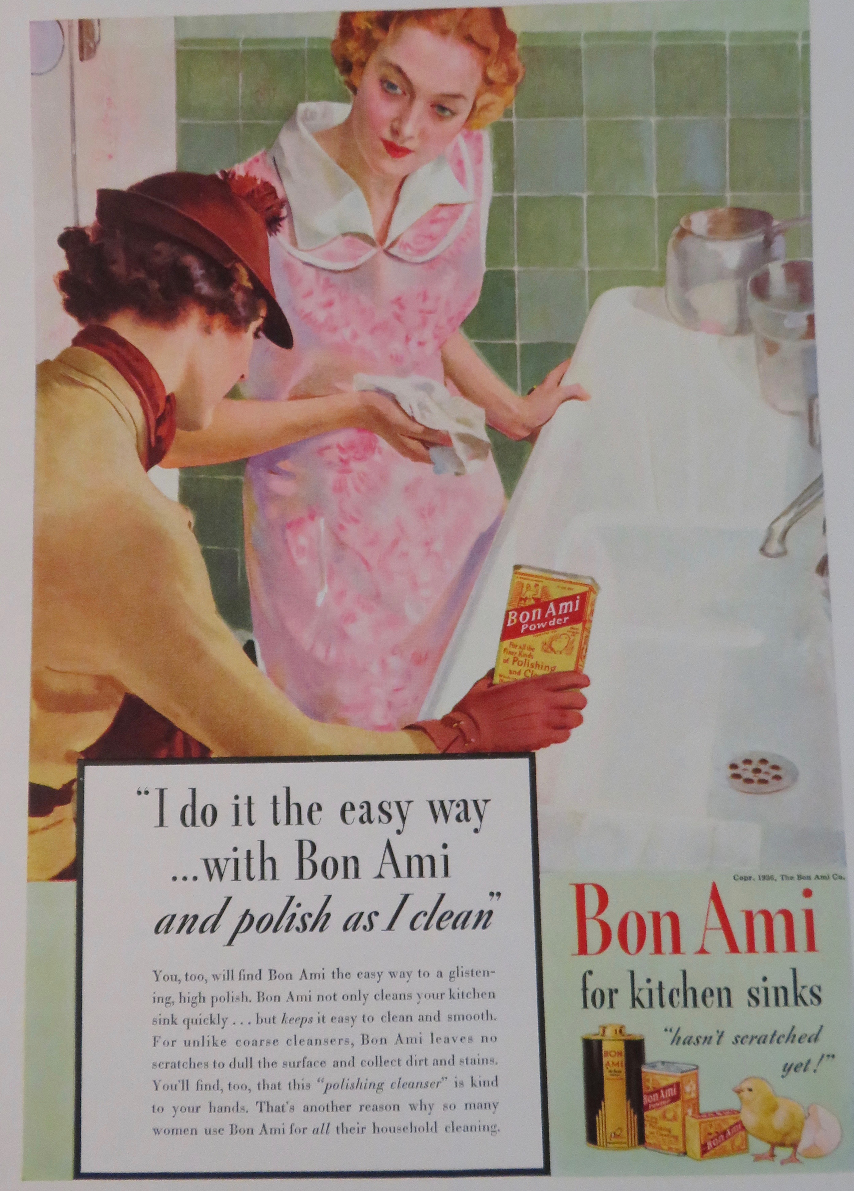 1936 Bon Ami Cleaner with Women Talking By The Sink