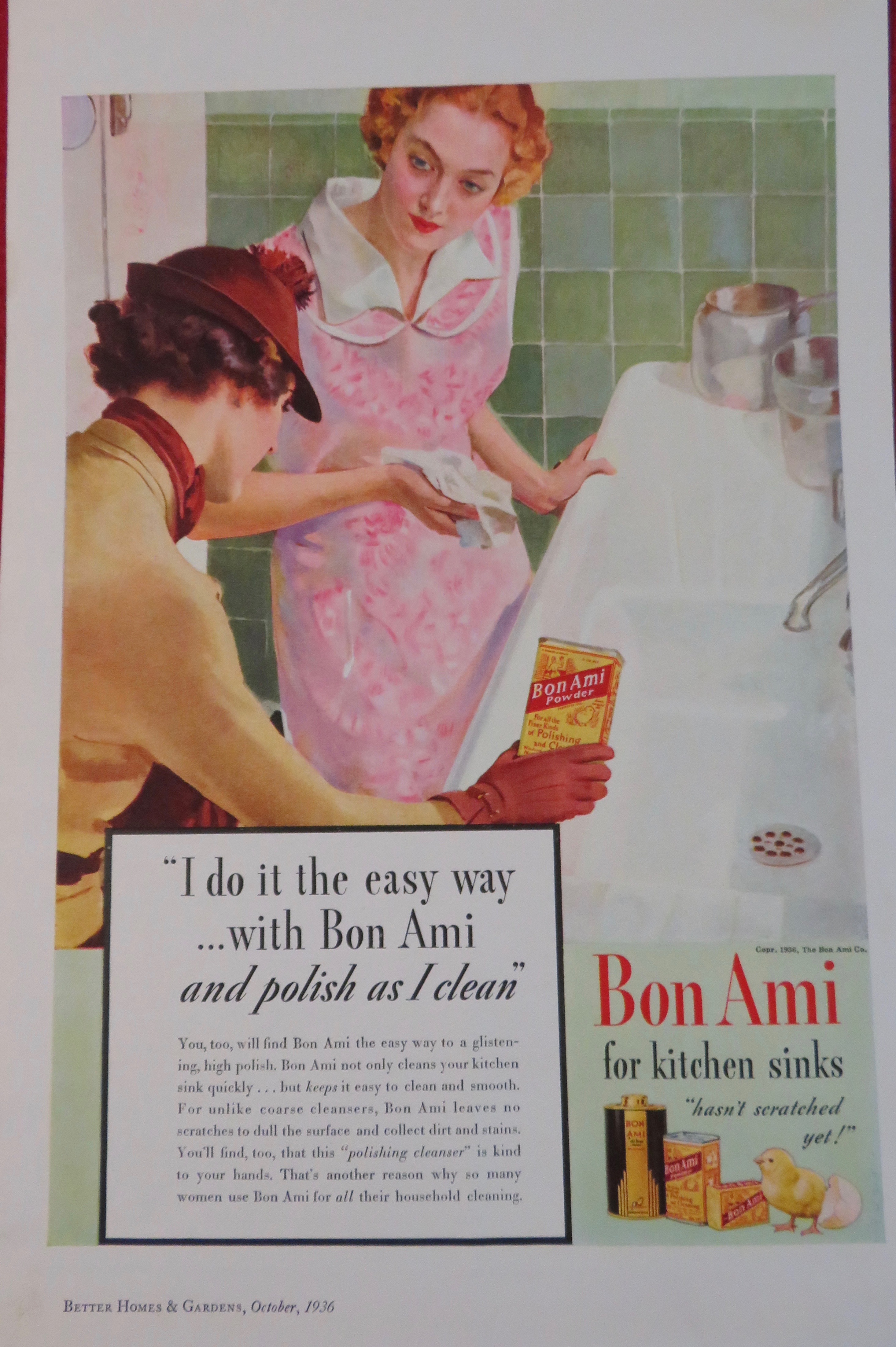 1936 Bon Ami Cleaner with Women Talking By The Sink