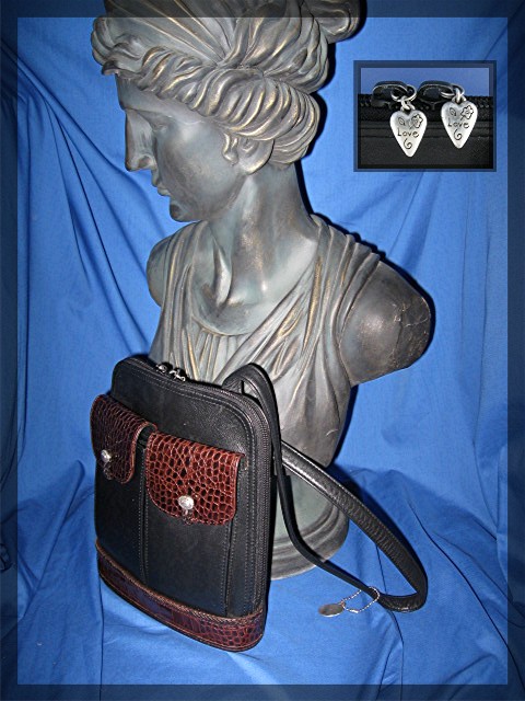 BRIGHTON Black and Chocolate Brown Leather Bag