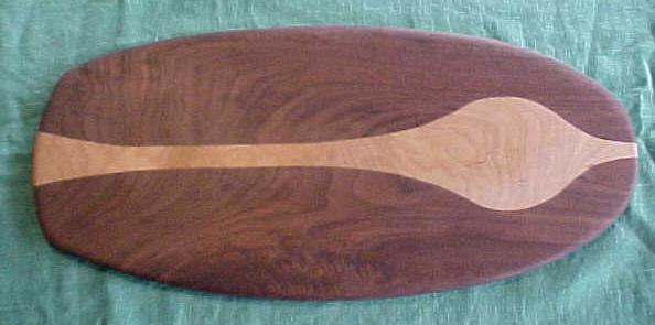 Serving Cutting Board Maple Walnut Inlay Laminate