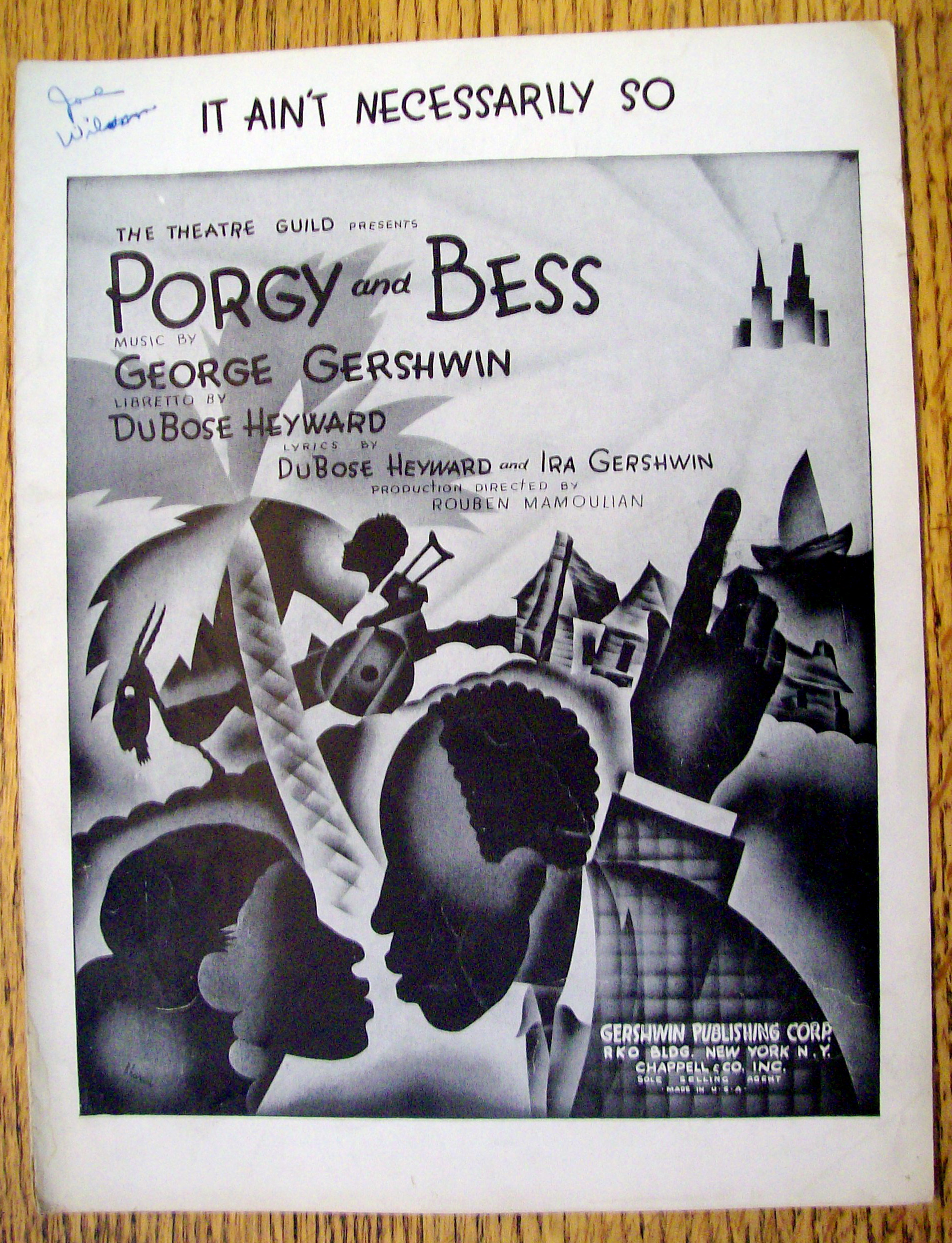 Sheet Music-1935 It Ain't Necessarily So-Porgy & Bess