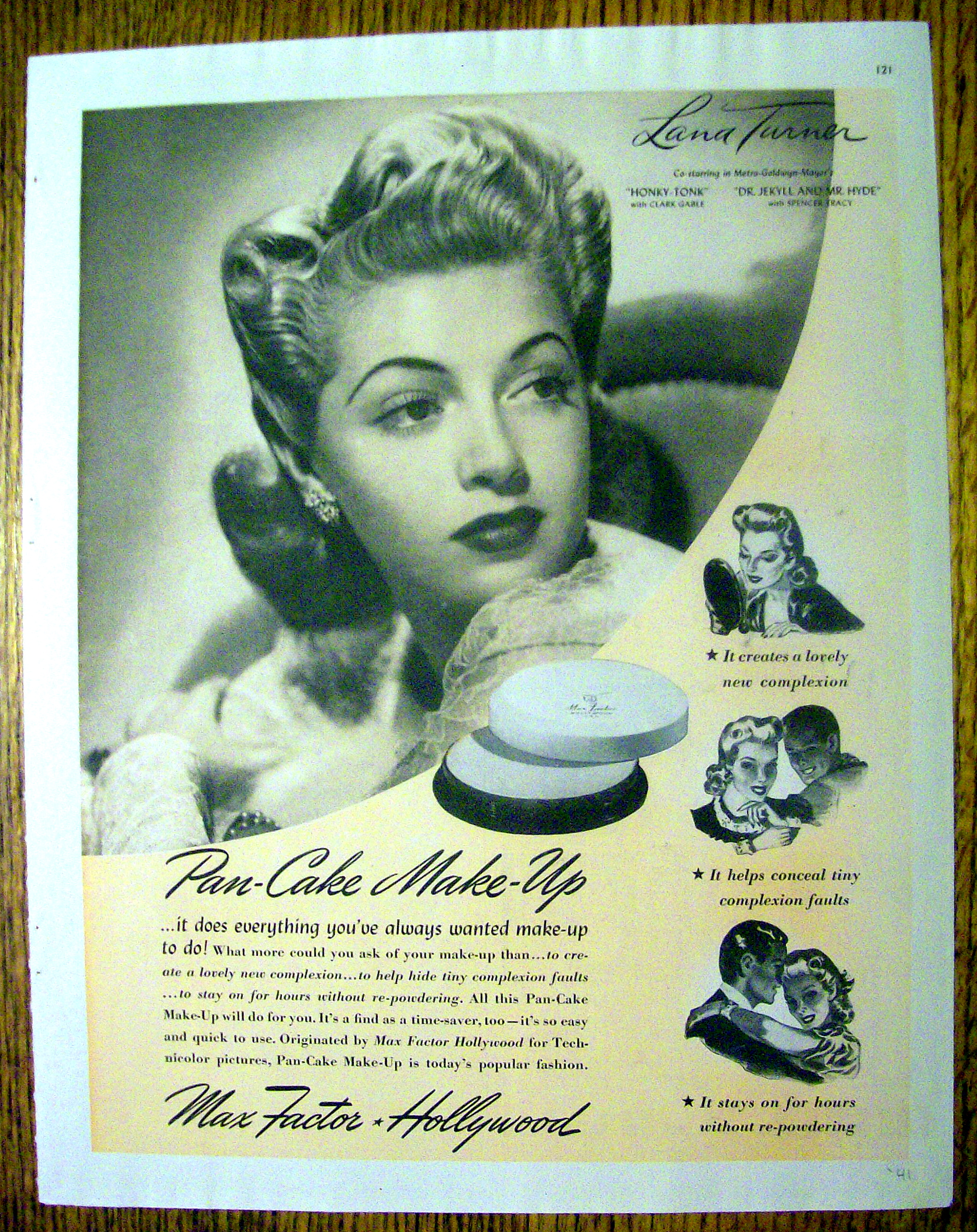 1941 Max Factor Pan Cake Make Up with Lana Turner