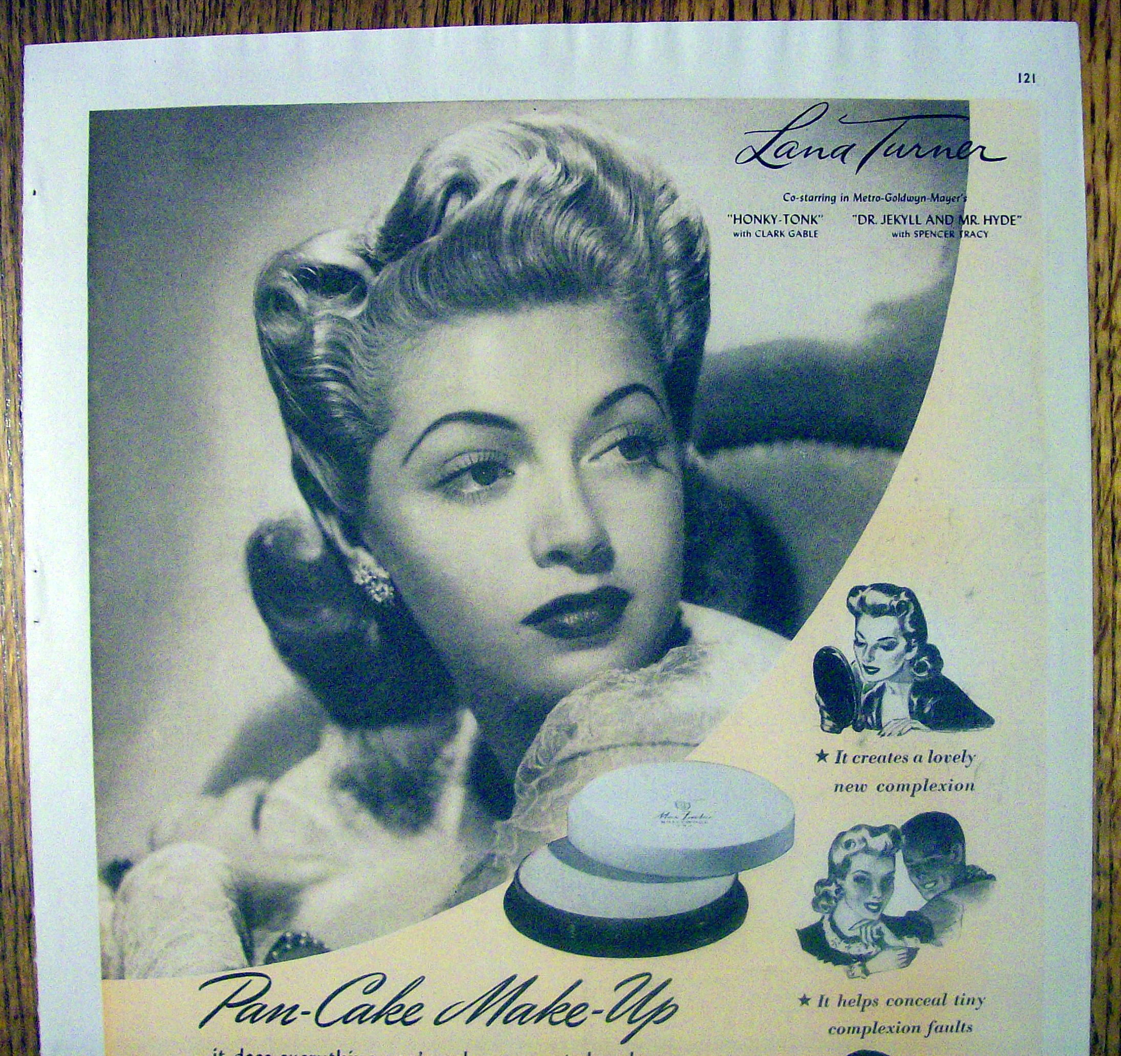 1941 Max Factor Pan Cake Make Up with Lana Turner