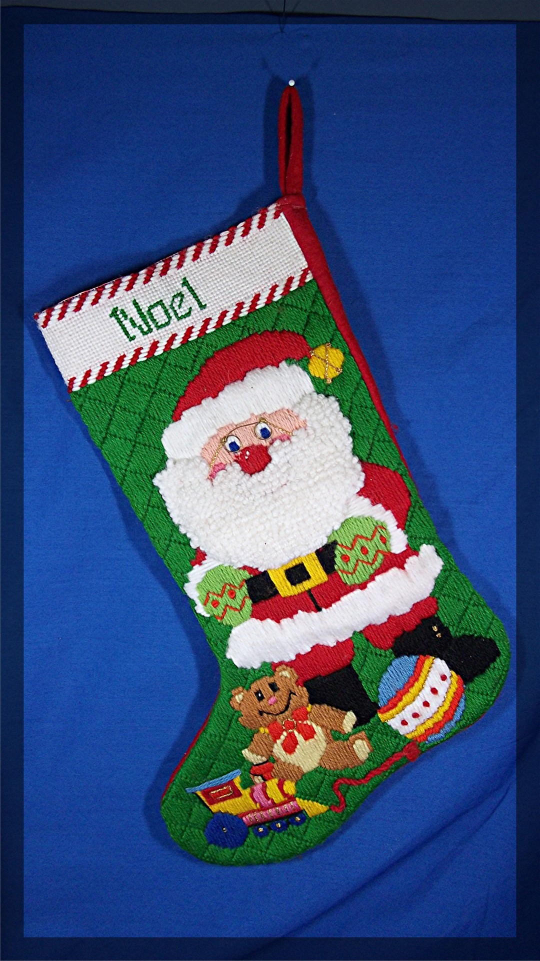 Christmas Stocking, NOEL, Santa and toys