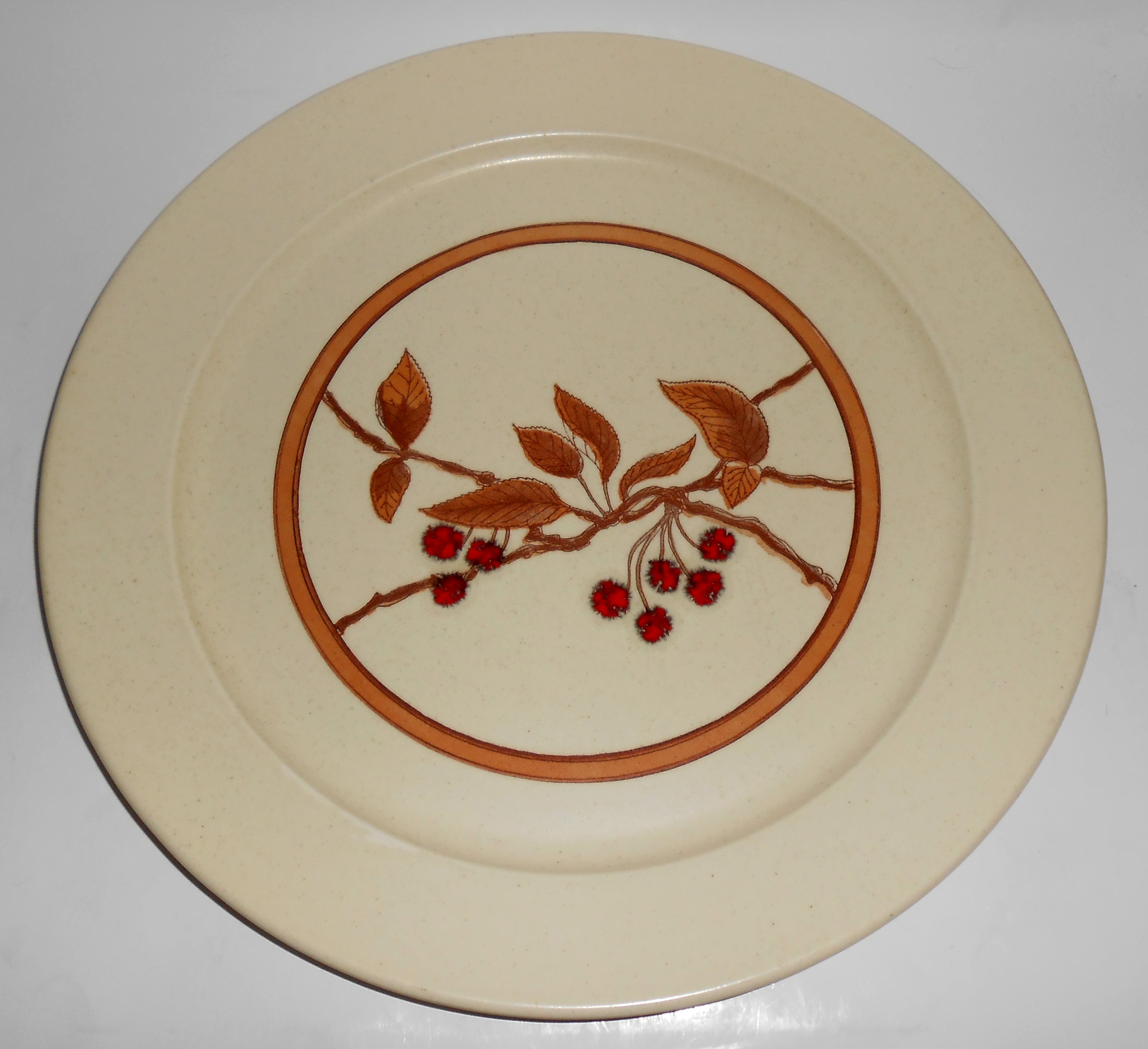 Anchor Hocking Ironstone Wild Cherry Chop Plate! MINT