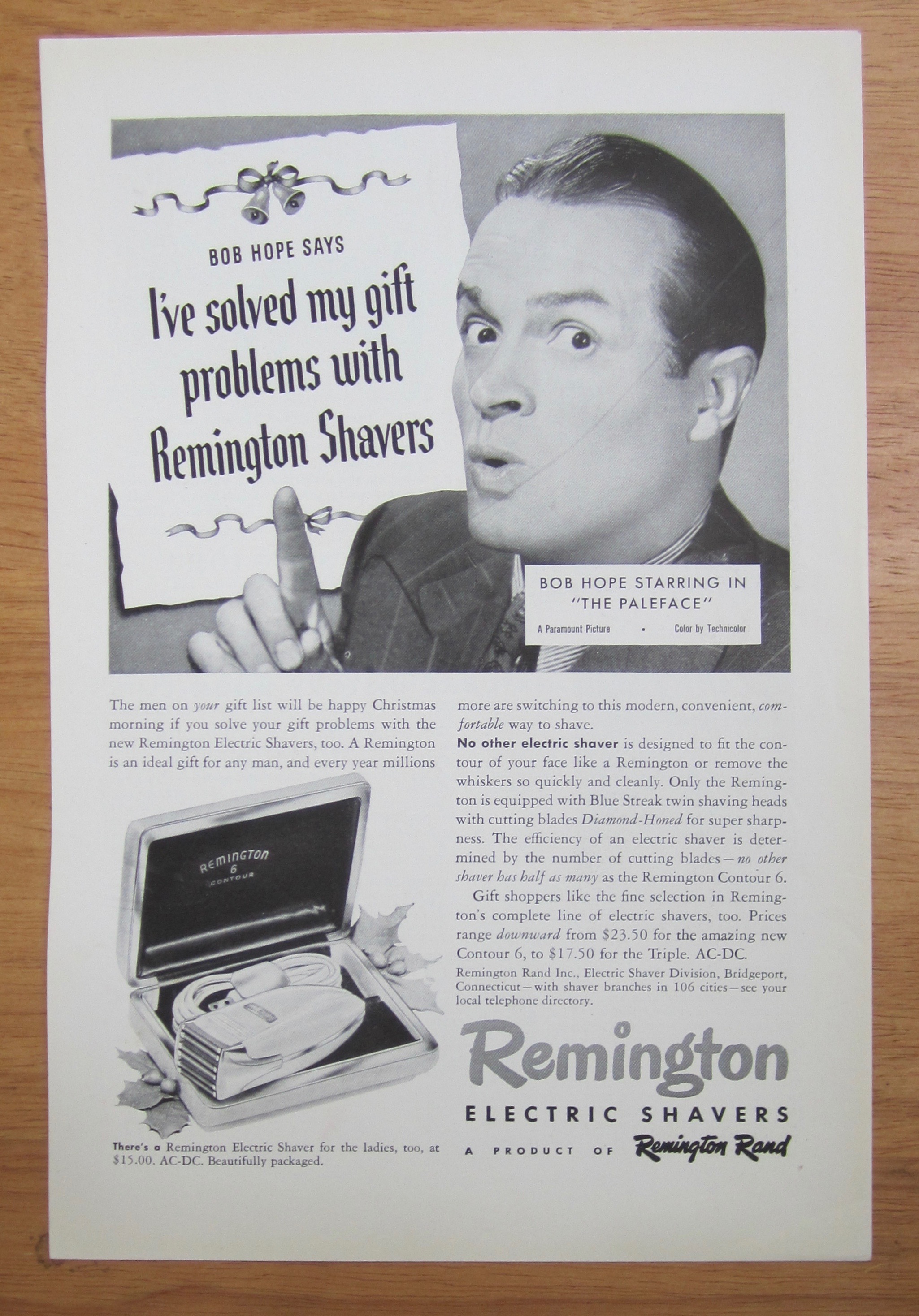1939 Remington Electric Shaver with Bob Hope