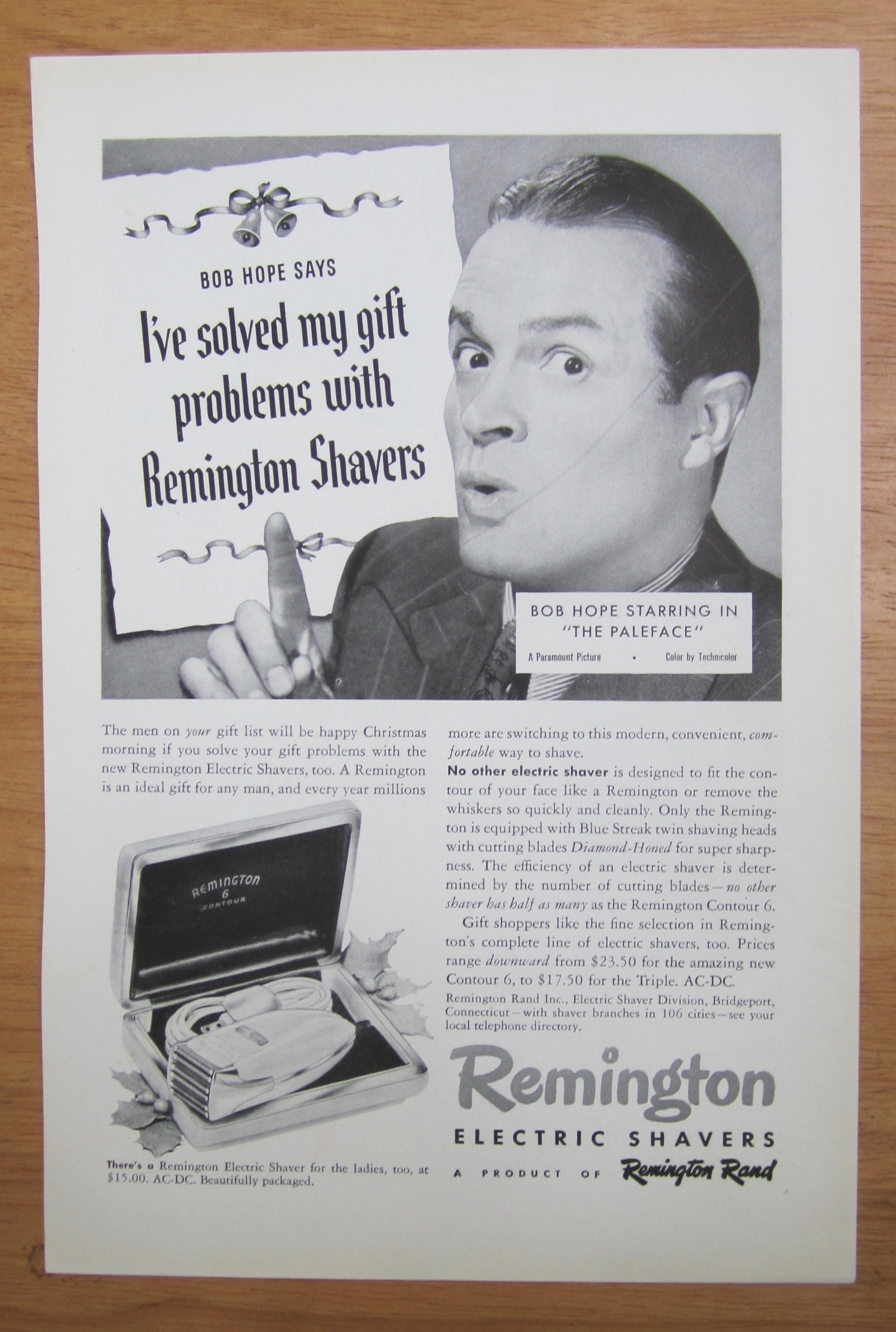 1939 Remington Electric Shaver with Bob Hope