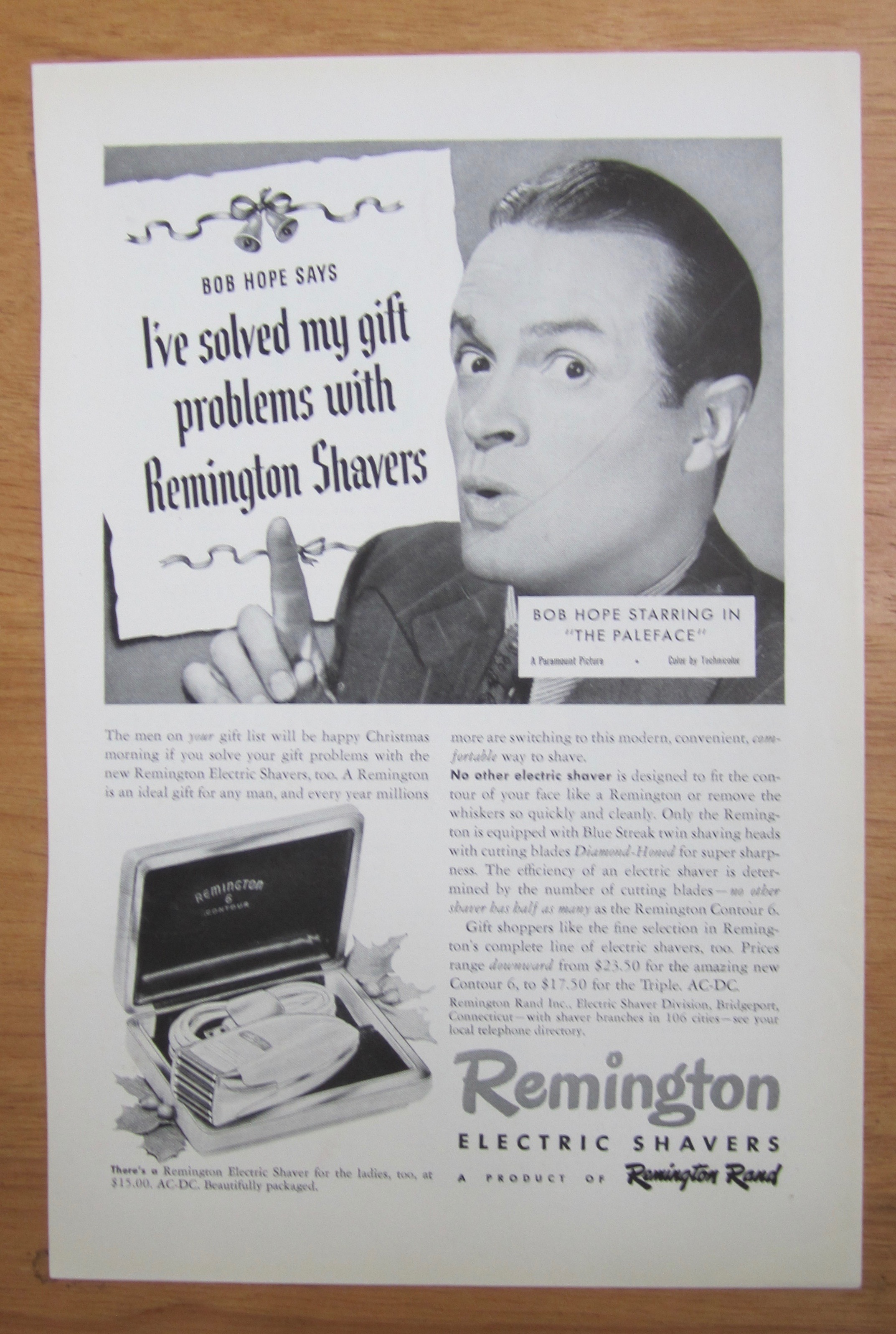 1939 Remington Electric Shaver with Bob Hope