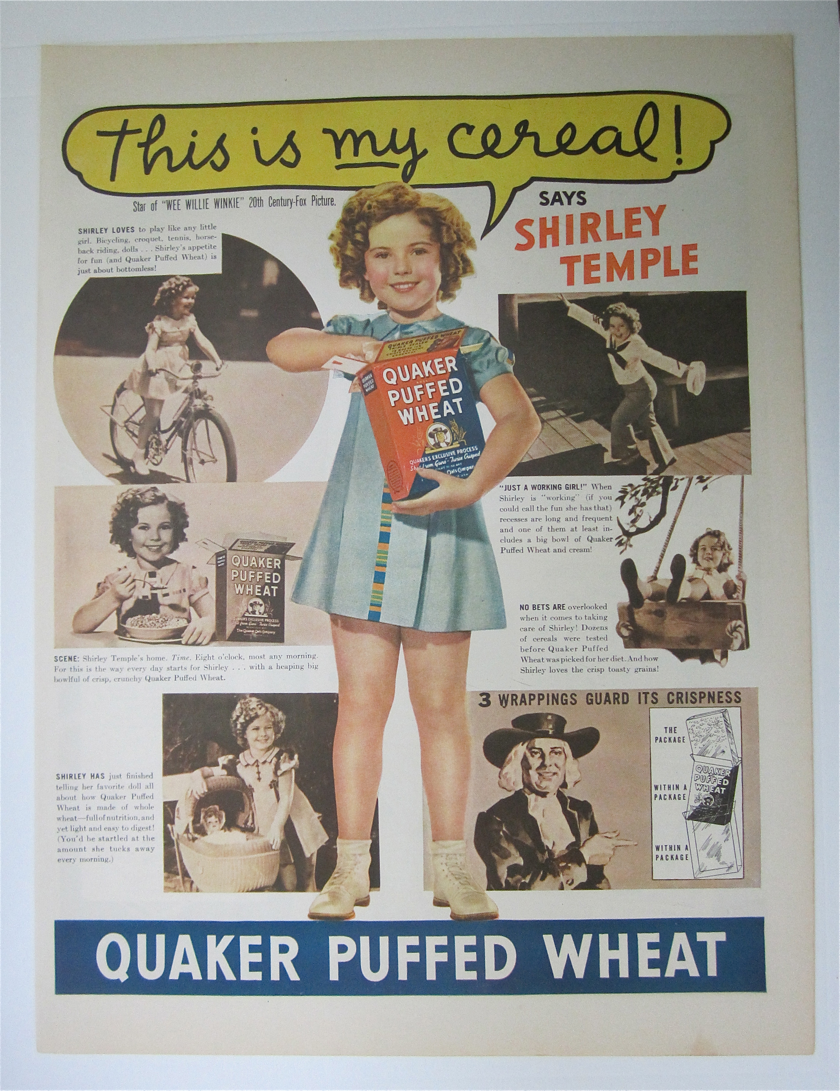 1937 Quaker Puffed Wheat with Shirley Temple