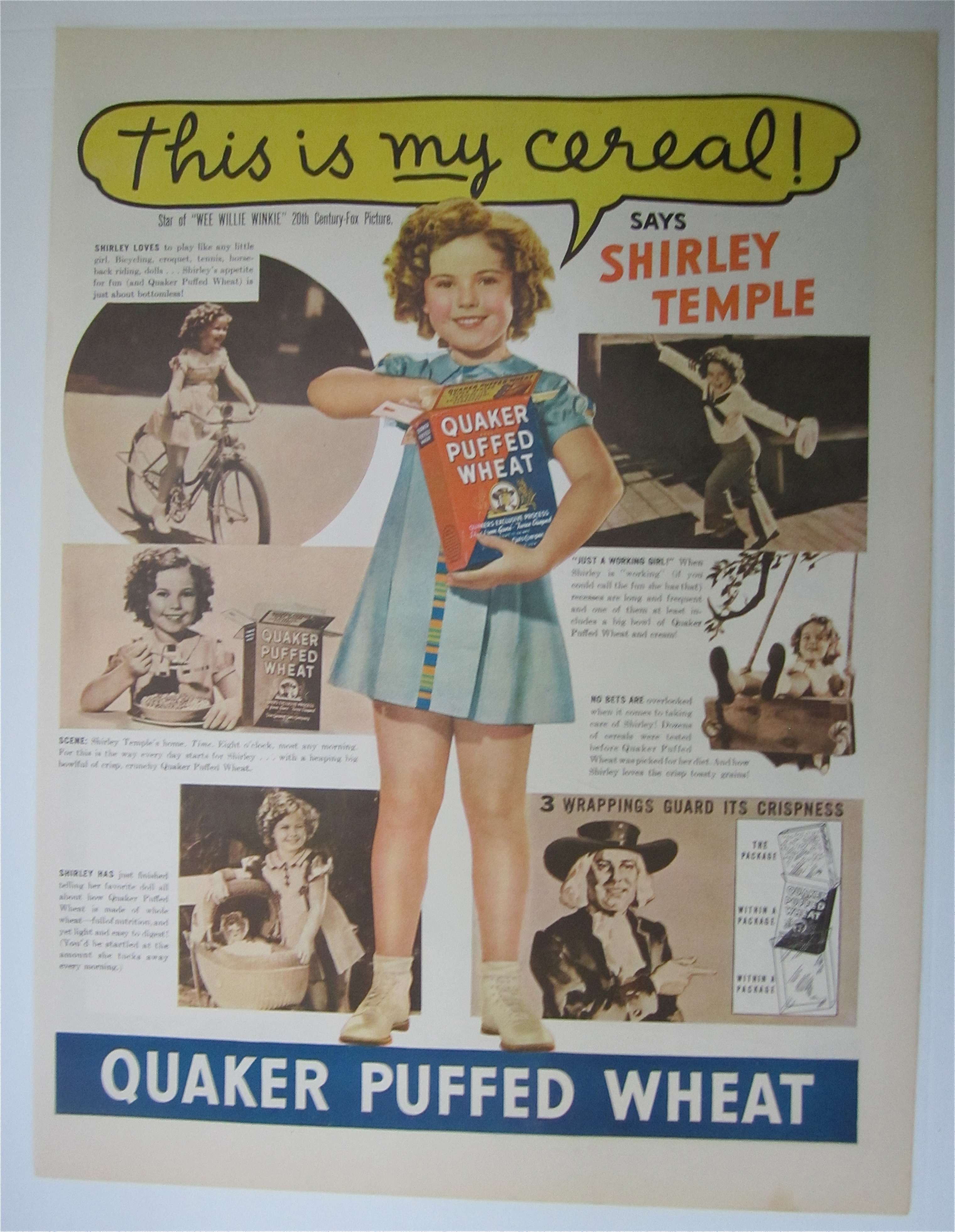 1937 Quaker Puffed Wheat with Shirley Temple