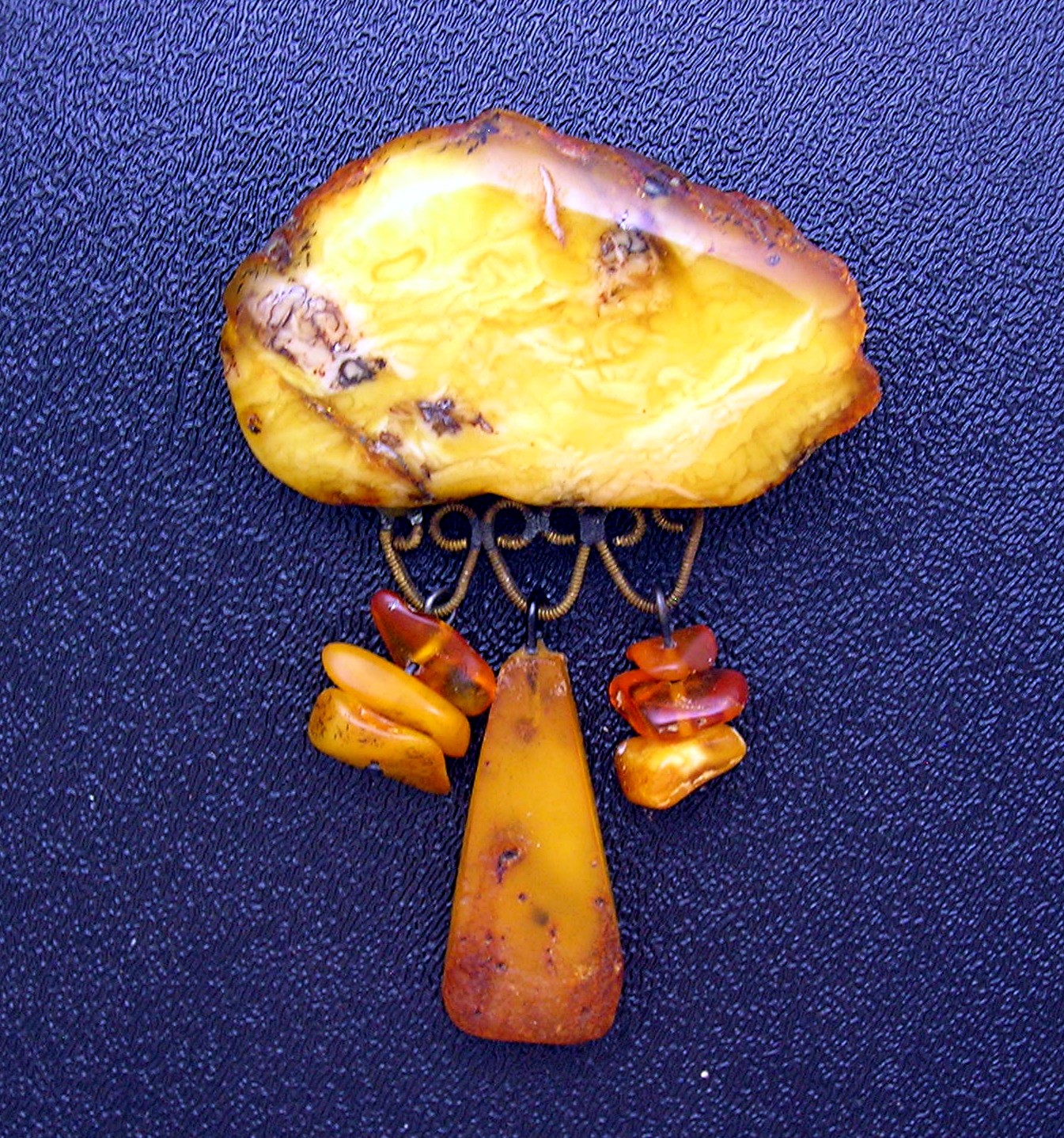 Baltic AMBER Golden Butterscotch  Brooch With Dangles