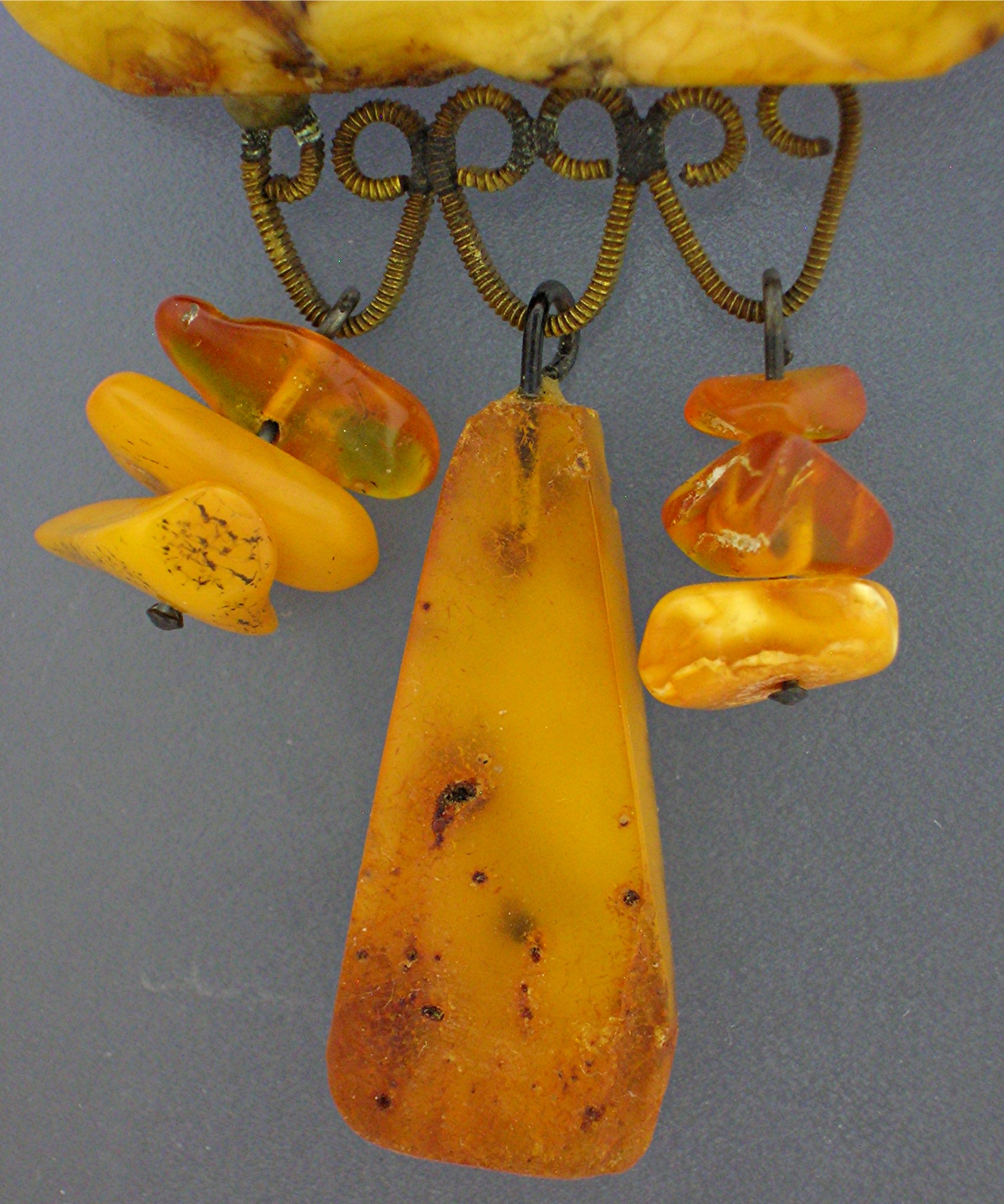 Baltic AMBER Golden Butterscotch  Brooch With Dangles
