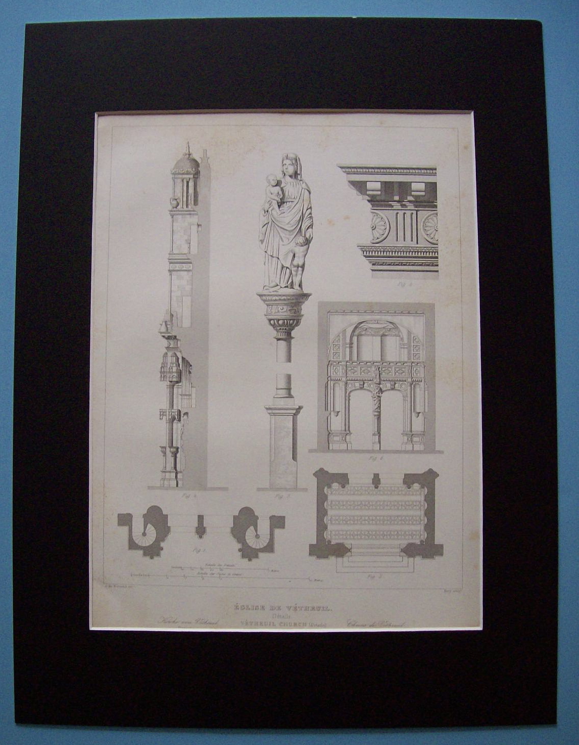 Eglise De Vetheuil  (1852 Lithograph)