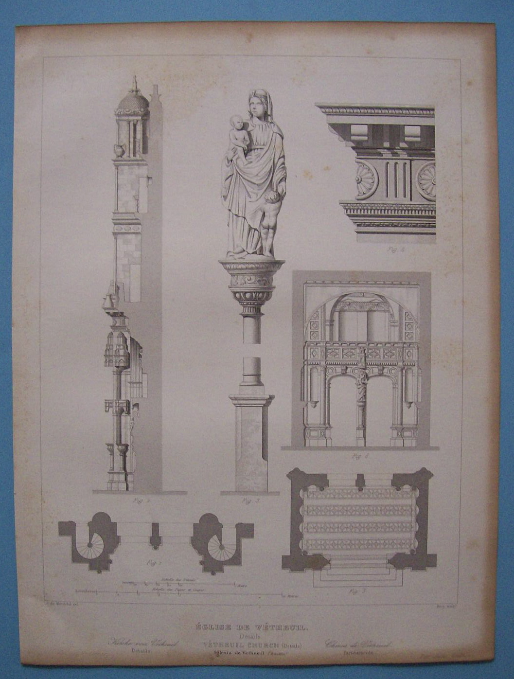 Eglise De Vetheuil  (1852 Lithograph)