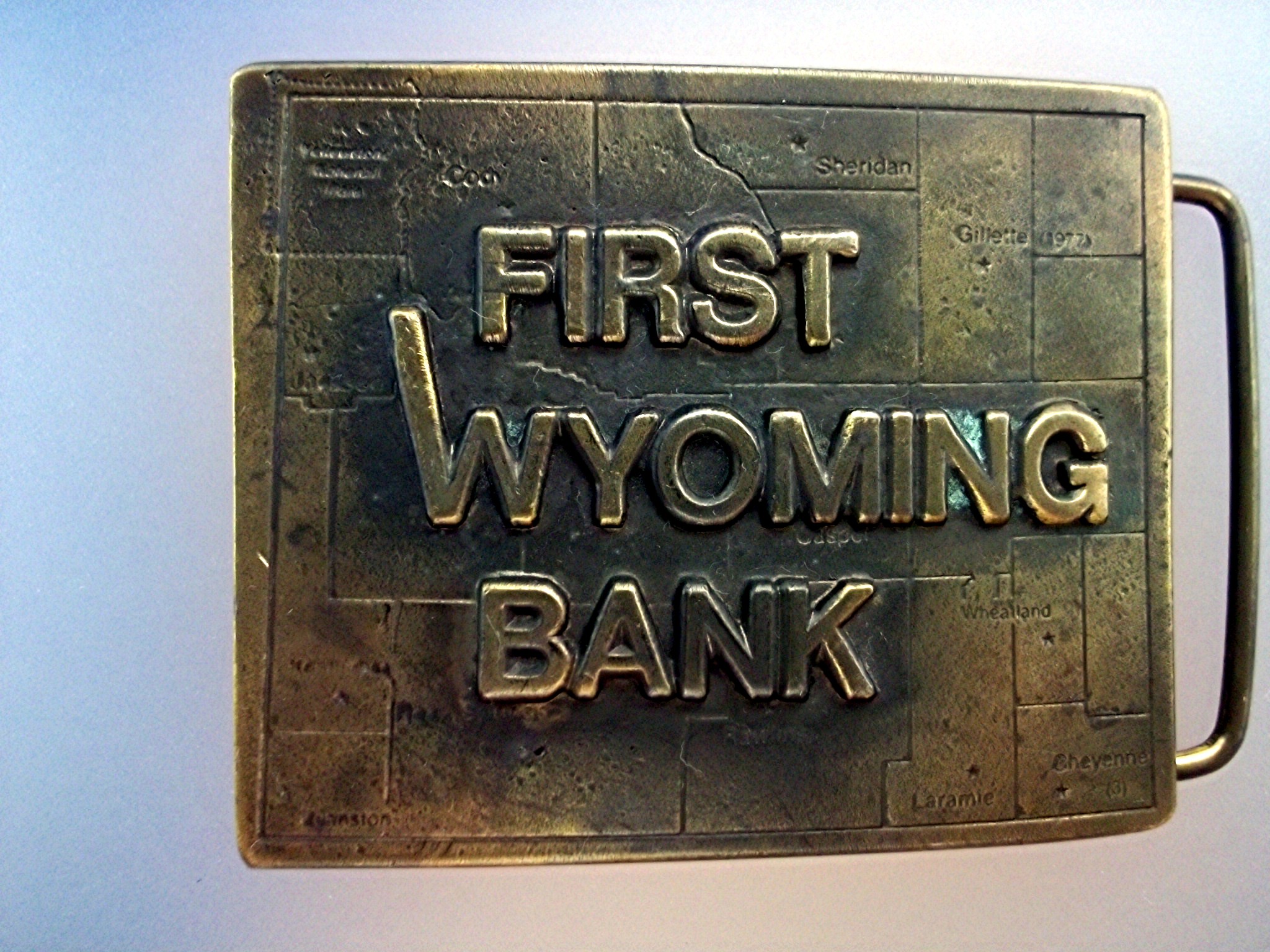 First Wyoming Bank Brass belt buckle