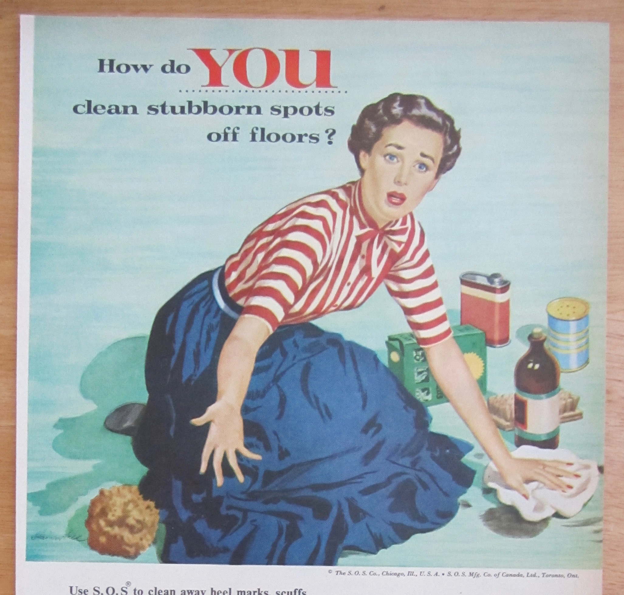 1955 S.O.S. Magic Scouring Pads w/ Woman Cleaning