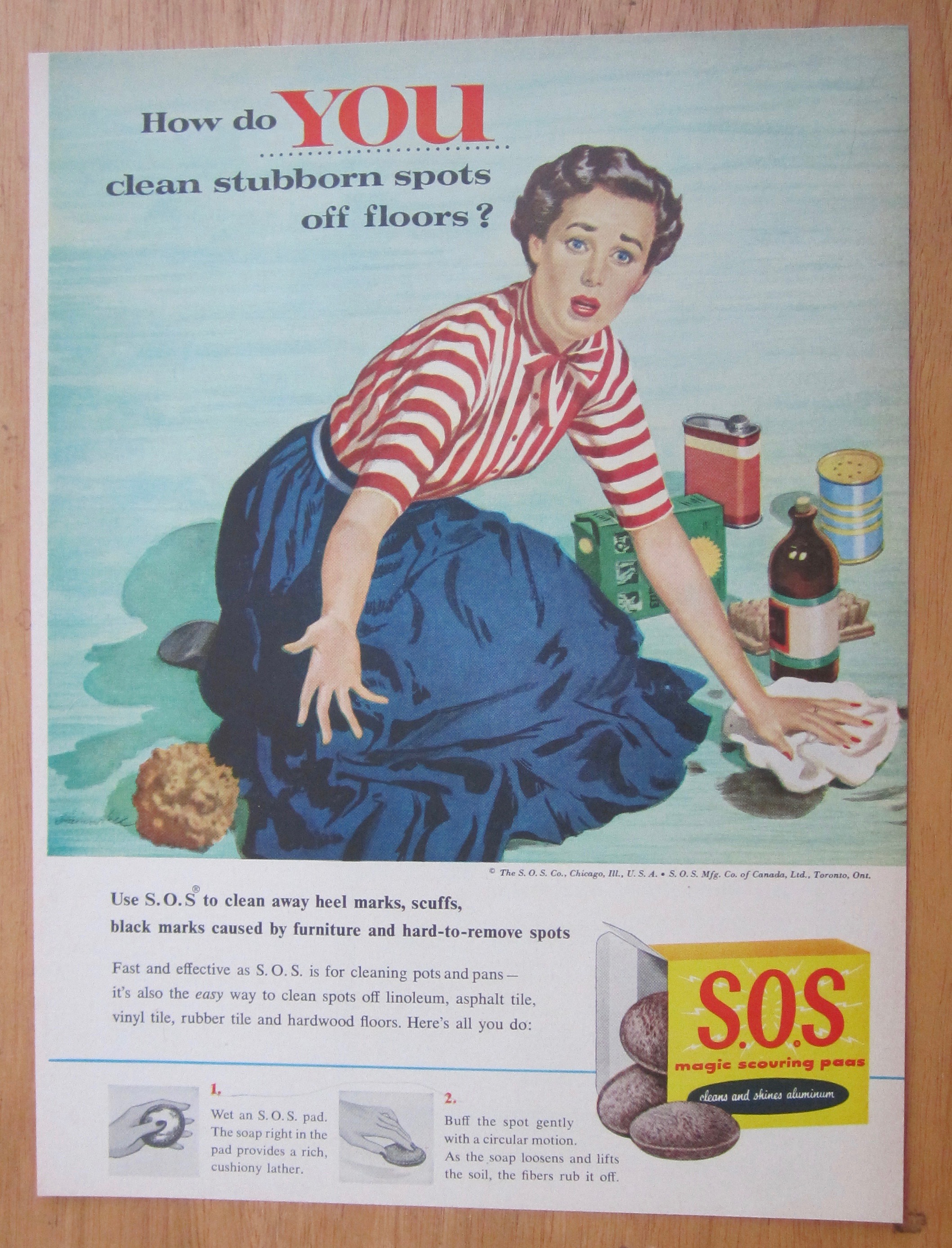 1955 S.O.S. Magic Scouring Pads w/ Woman Cleaning