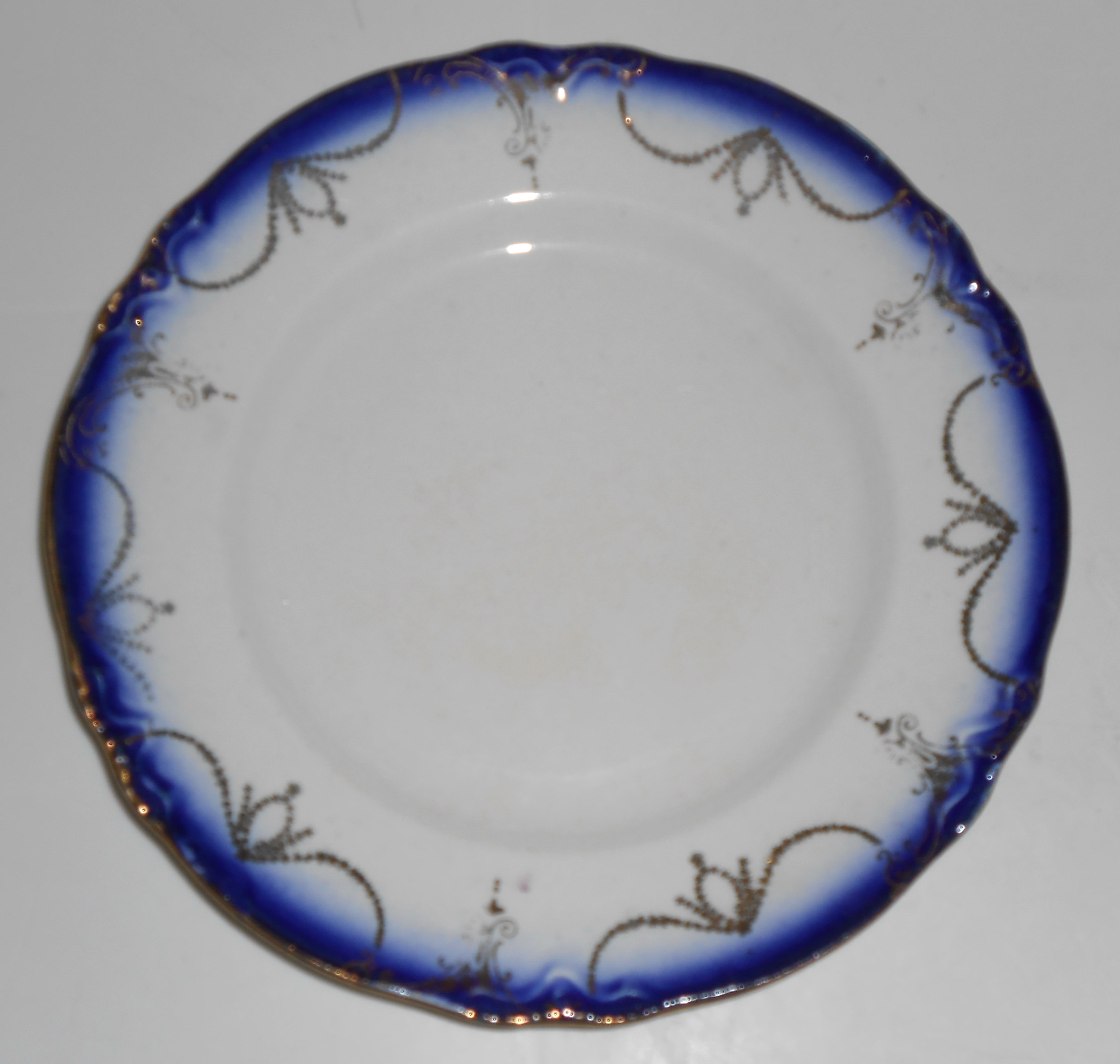 Flow Blue Imperial China Bread Plate W/Gold Decoration