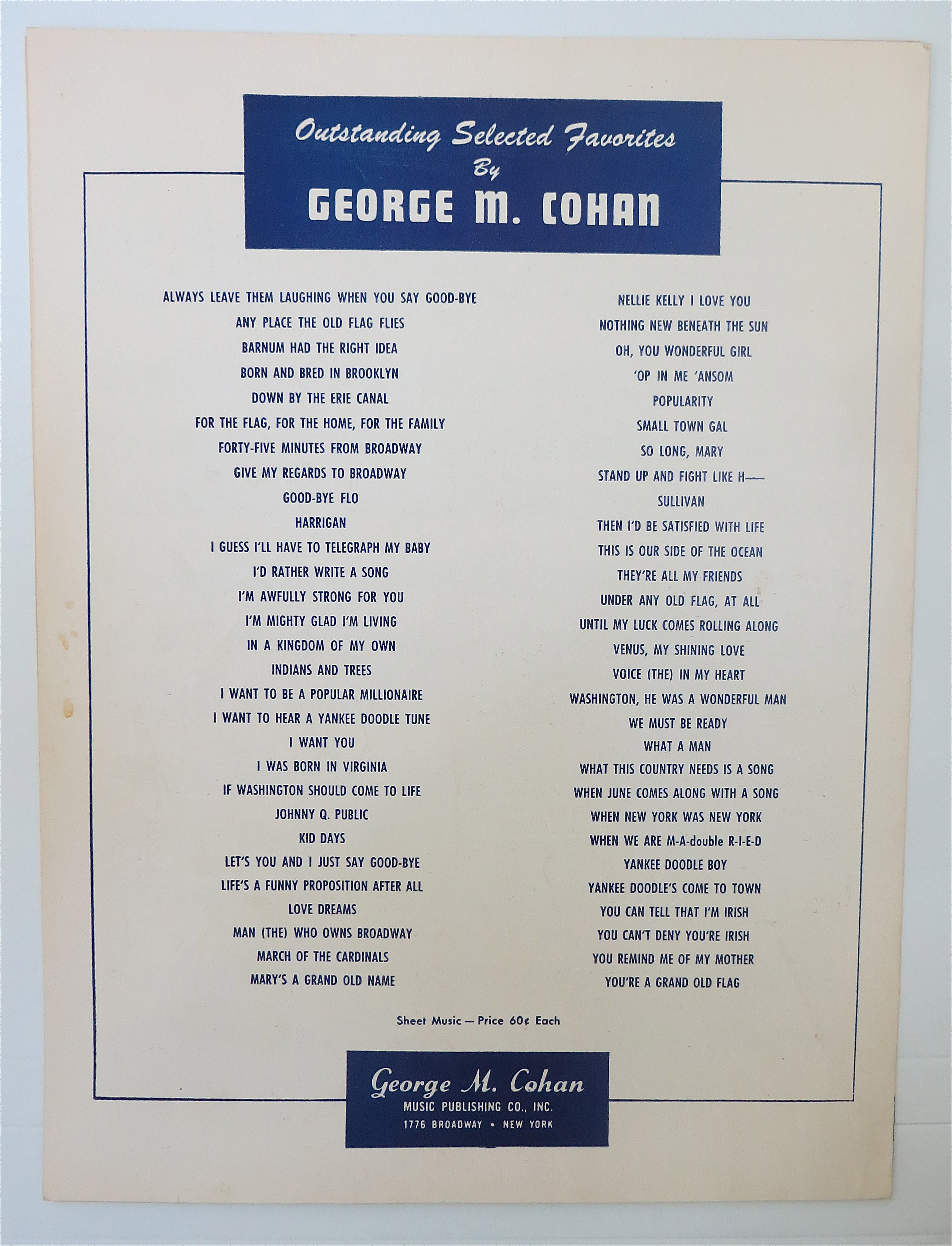 1931 The Yankee Doodle Boy By George M Cohan