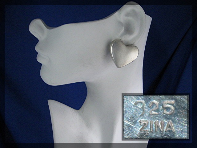 ZINA Beverley Hills Sterling Silver Heart Clip Earrings