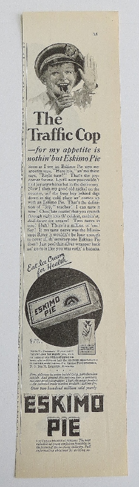 1926 Eskimo Pie With Boy As Traffic Cop