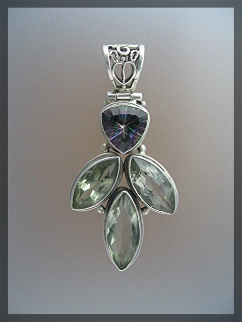 Sterling Silver Green Amethyst Mystic Topaz Pendant