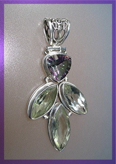 Sterling Silver Green Amethyst Mystic Topaz Pendant