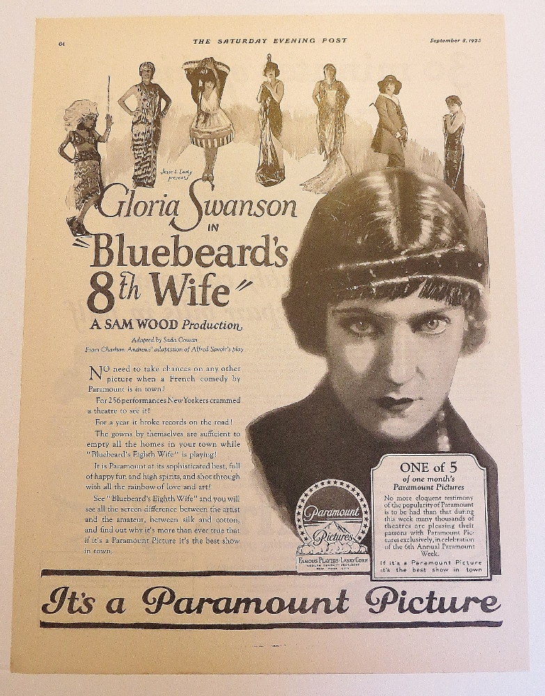 1923 Bluebeard's 8th Wife With Gloria Swanson
