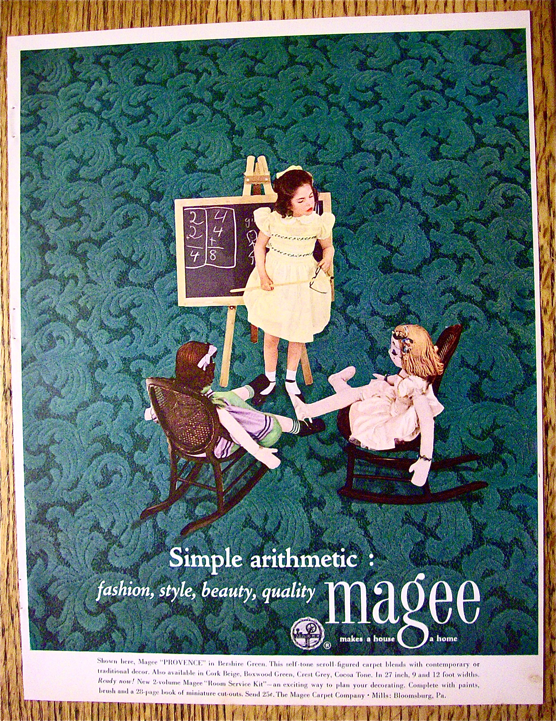 1952 Magee Carpets with Girl Playing with Her Dolls