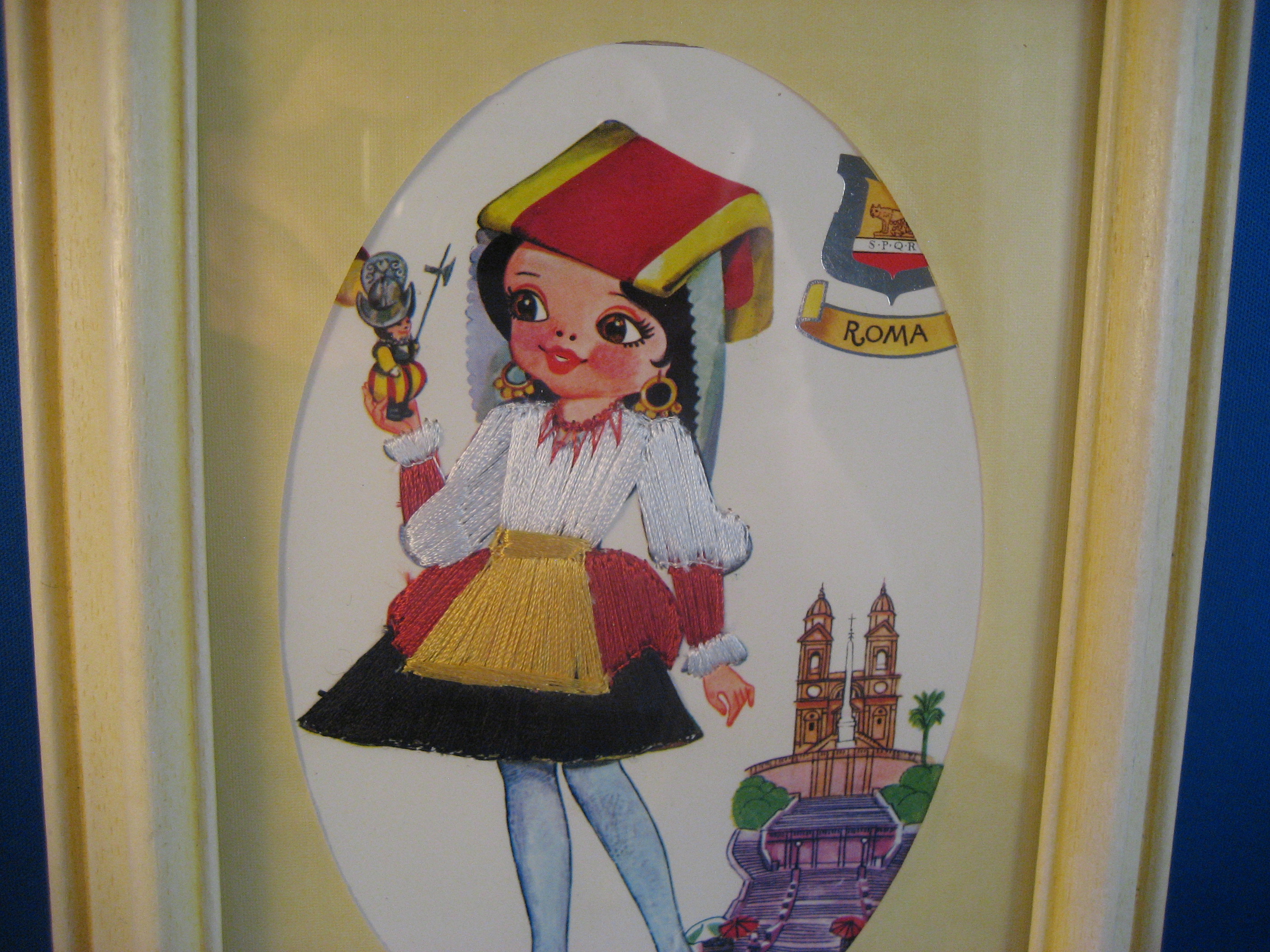 Framed Rome Embroidered Post Card