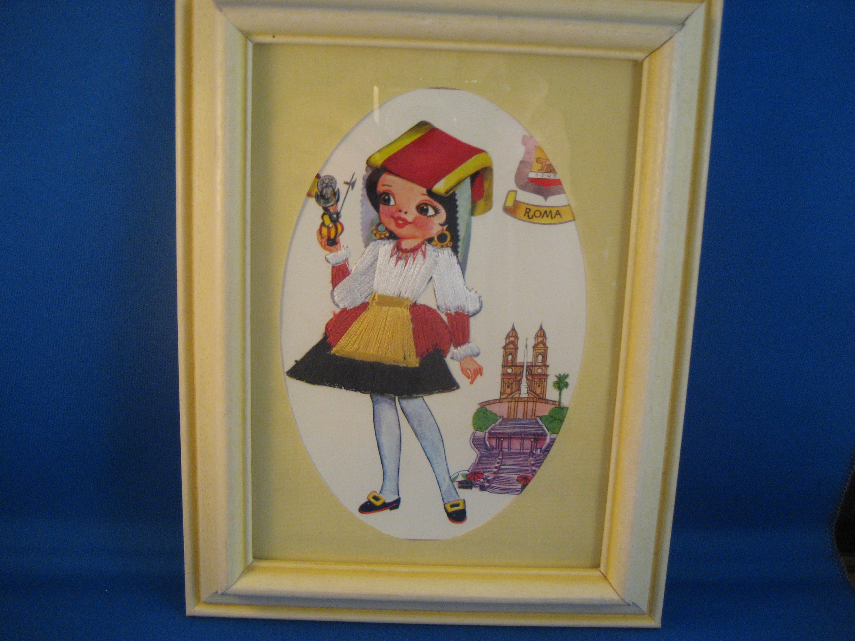 Framed Rome Embroidered Post Card